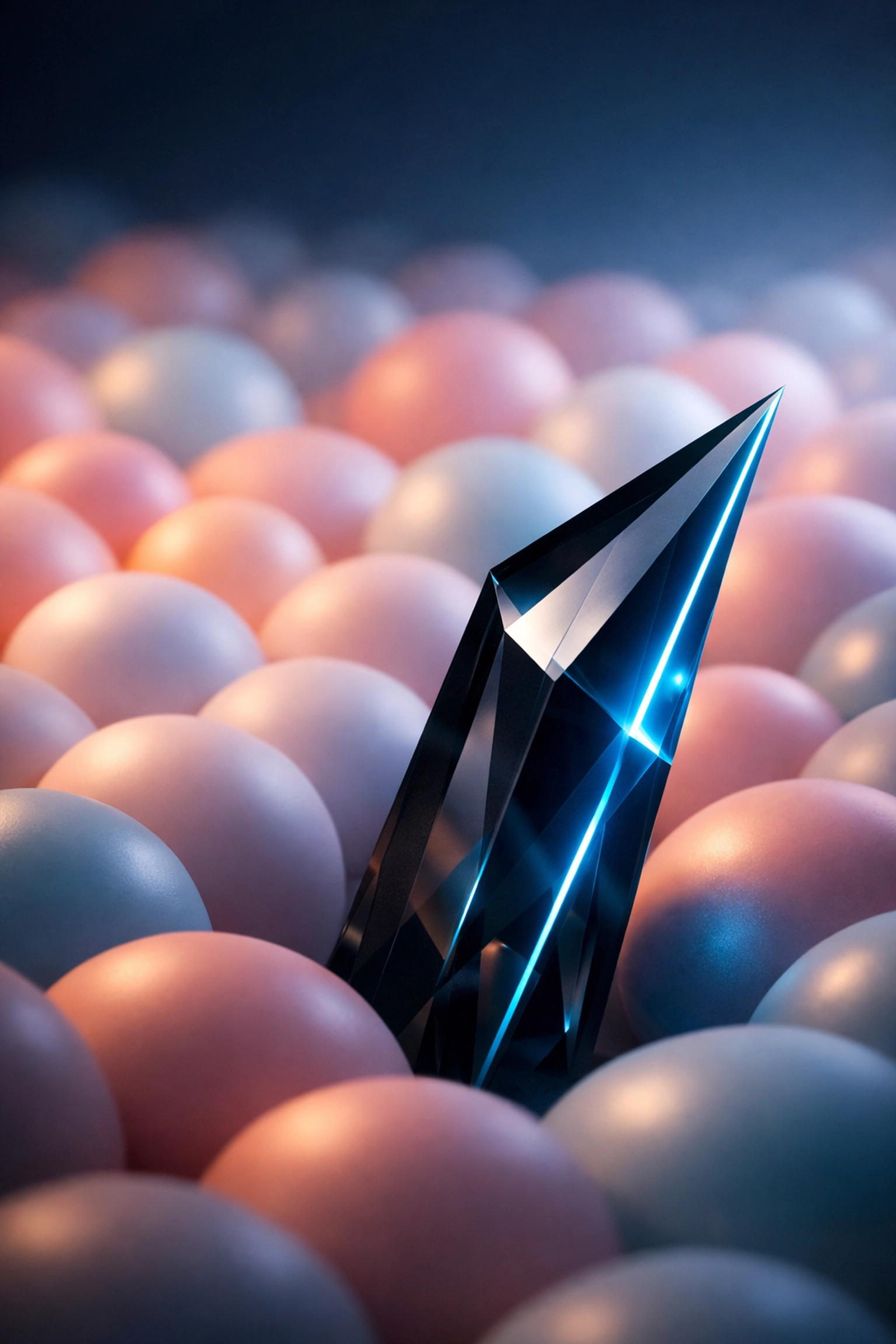 Sharp prism representing an angular student profile standing out from rounded shapes in university admissions.