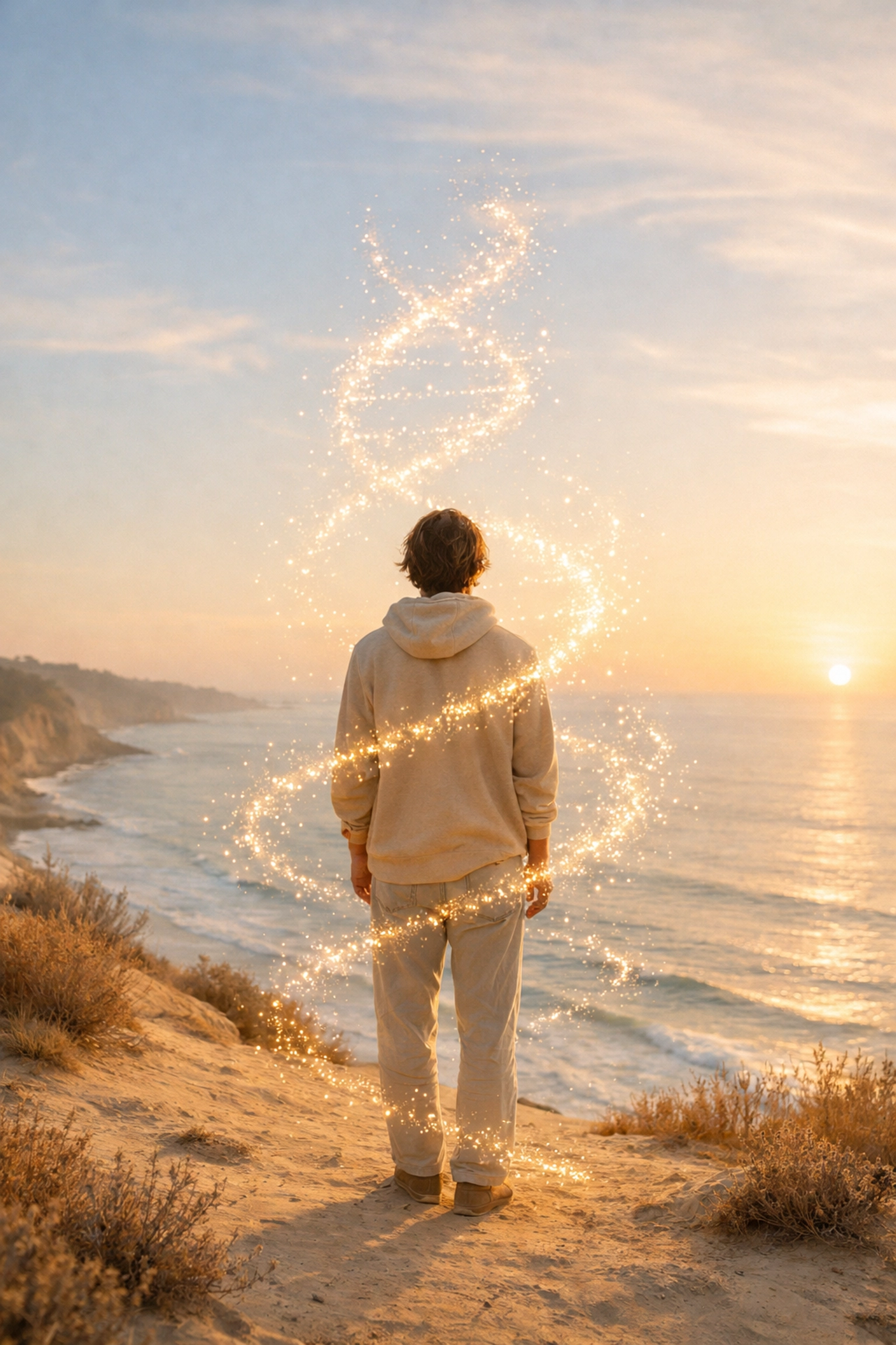 A person on a San Diego cliff symbolizing the cellular energy and rejuvenation from NAD injections.