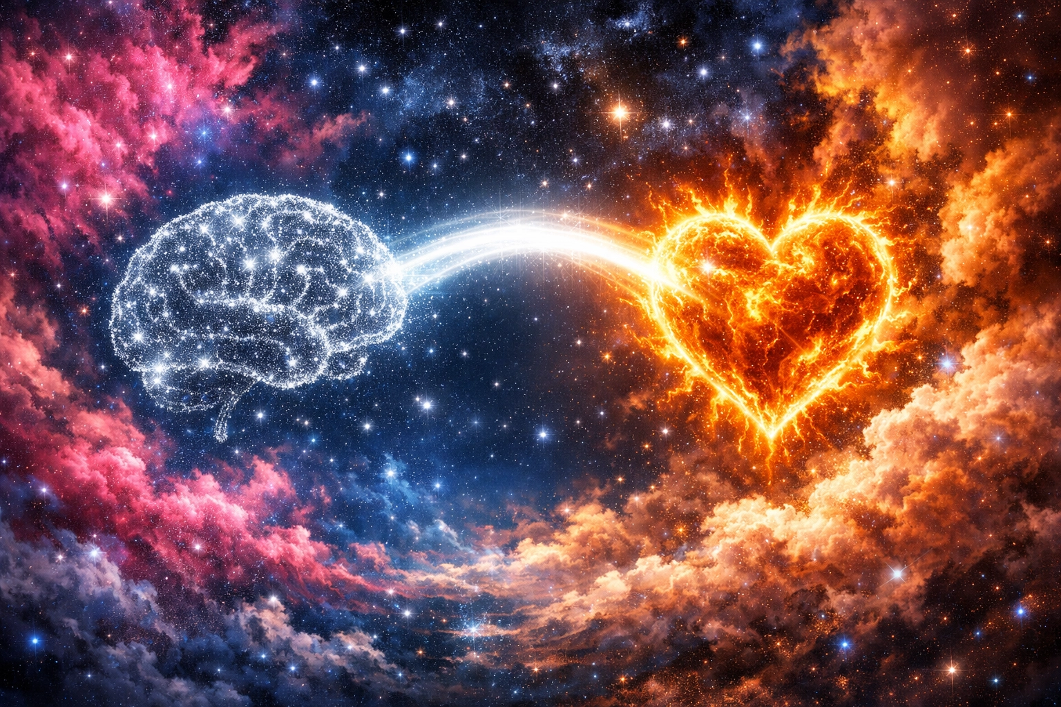 Glowing brain and heart connected by light, illustrating the high performance secret of biological alignment.