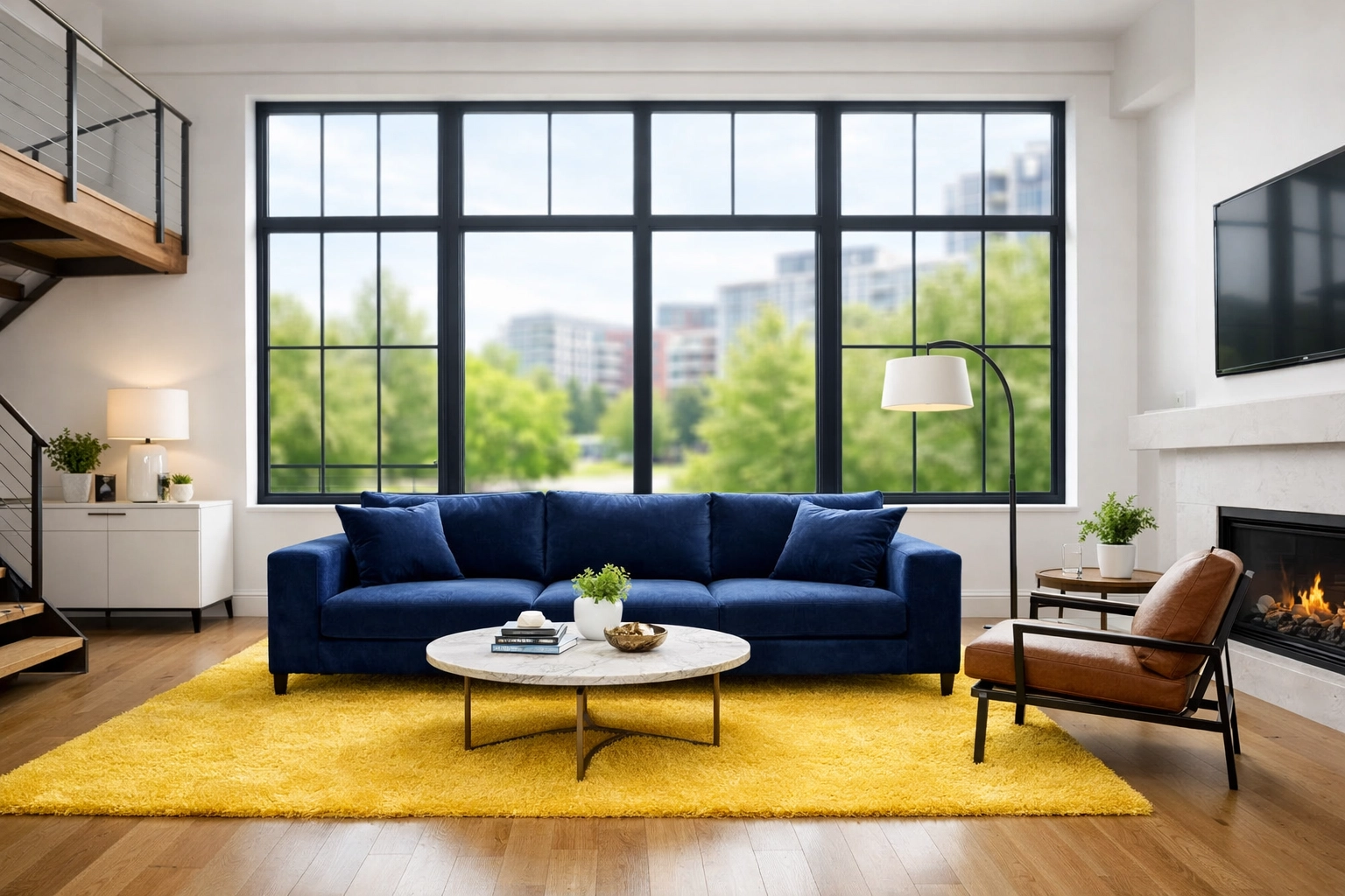 Modern Worcester MA living room with pristine surfaces following a professional house cleaning service.