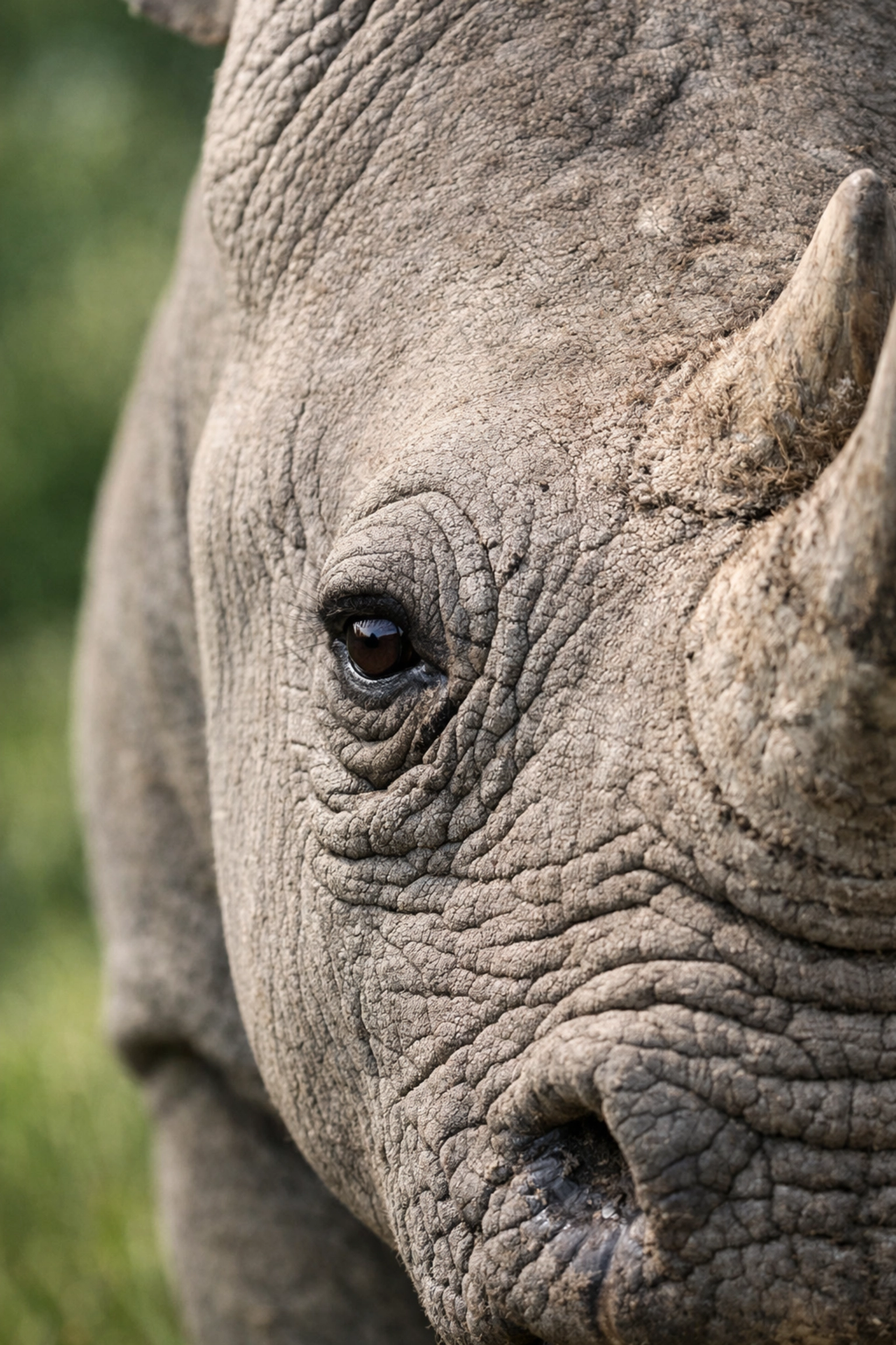 Endangered white rhino after successful zoo conservation treatment program