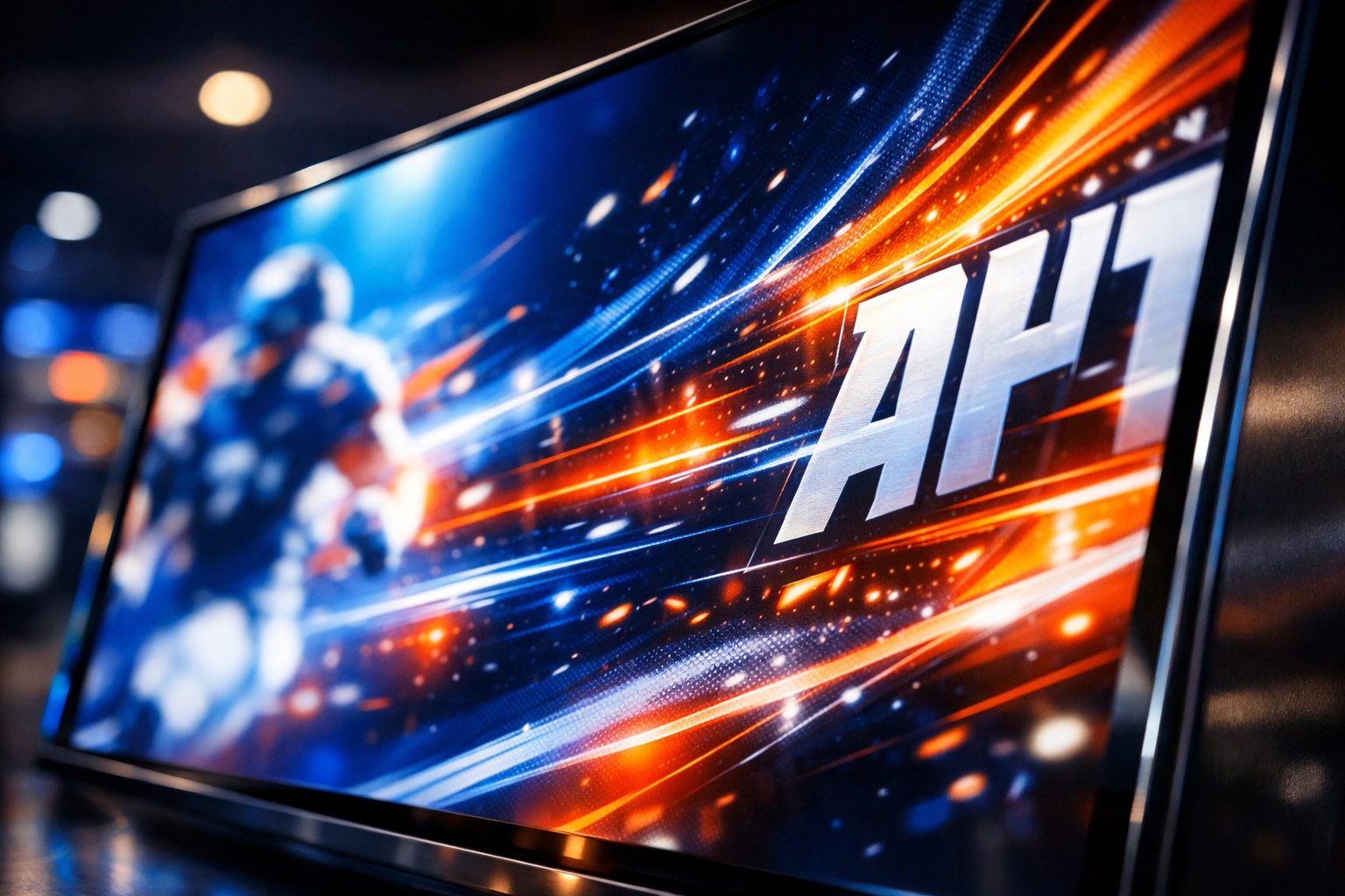 Digital DOOH screen displaying dynamic sports advertising creative content close-up