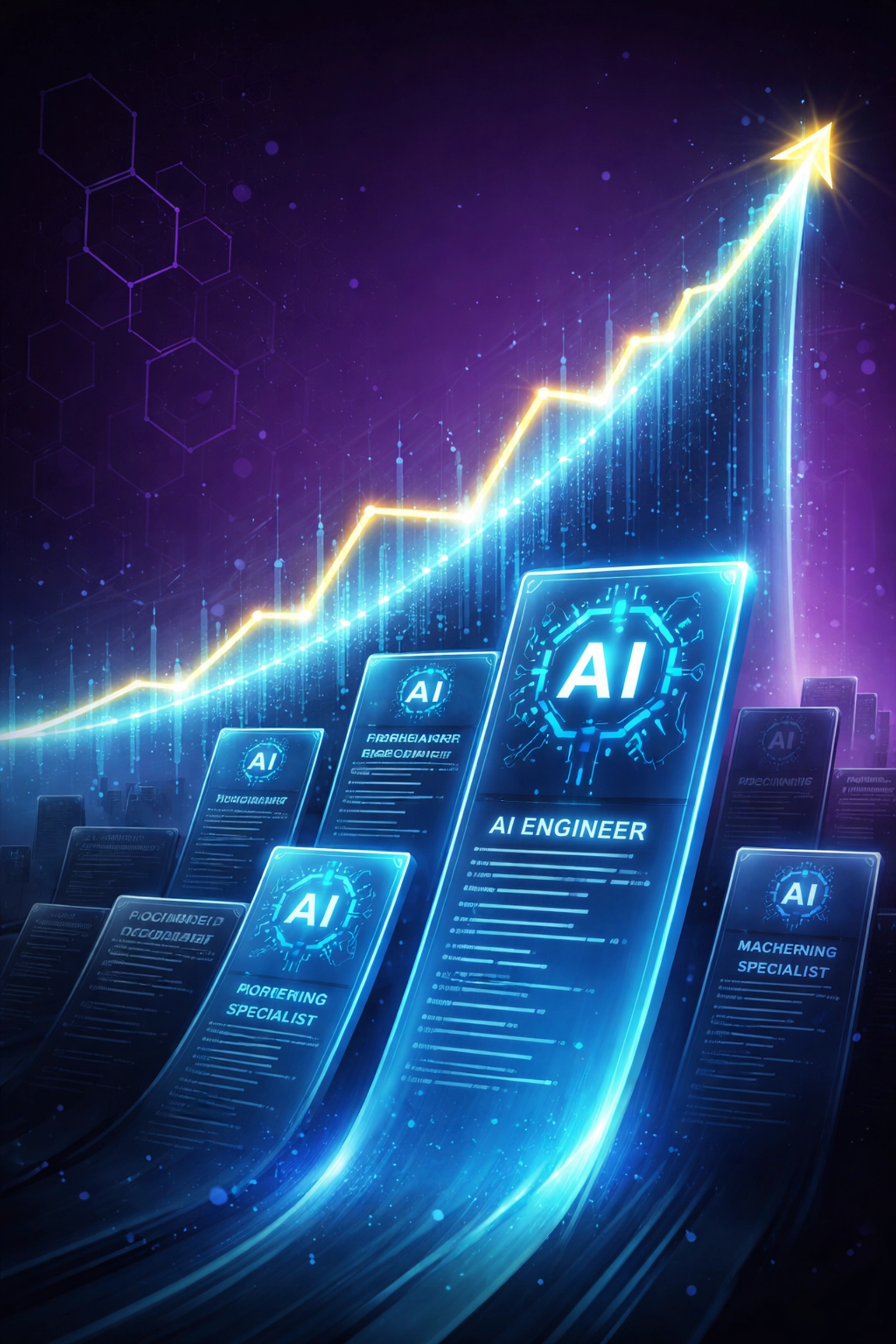 Graph illustrating the rapid rise of AI job postings and decline of traditional tech roles in the global market shift