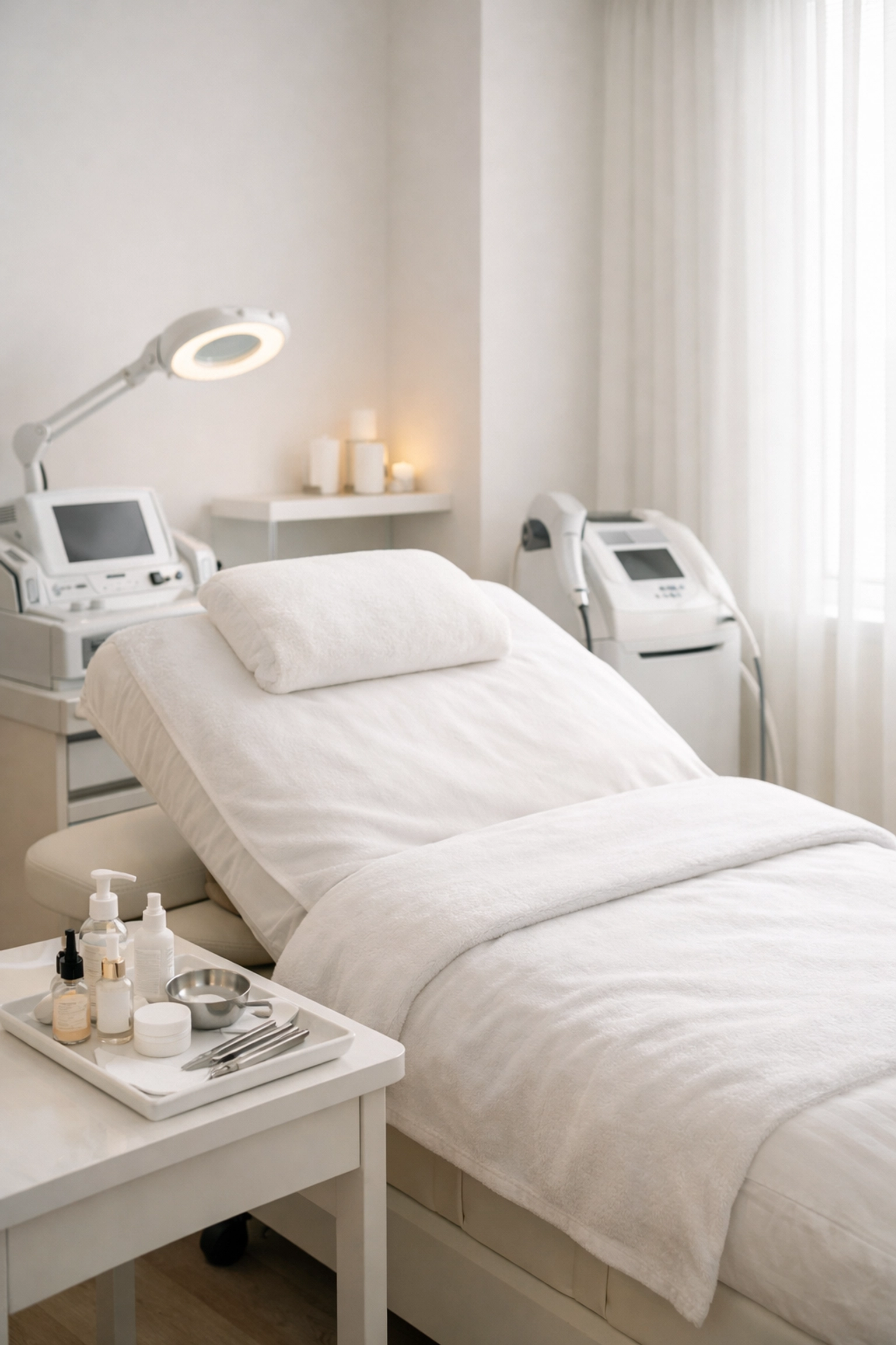 Medical aesthetics treatment room in Lancashire clinic with professional equipment