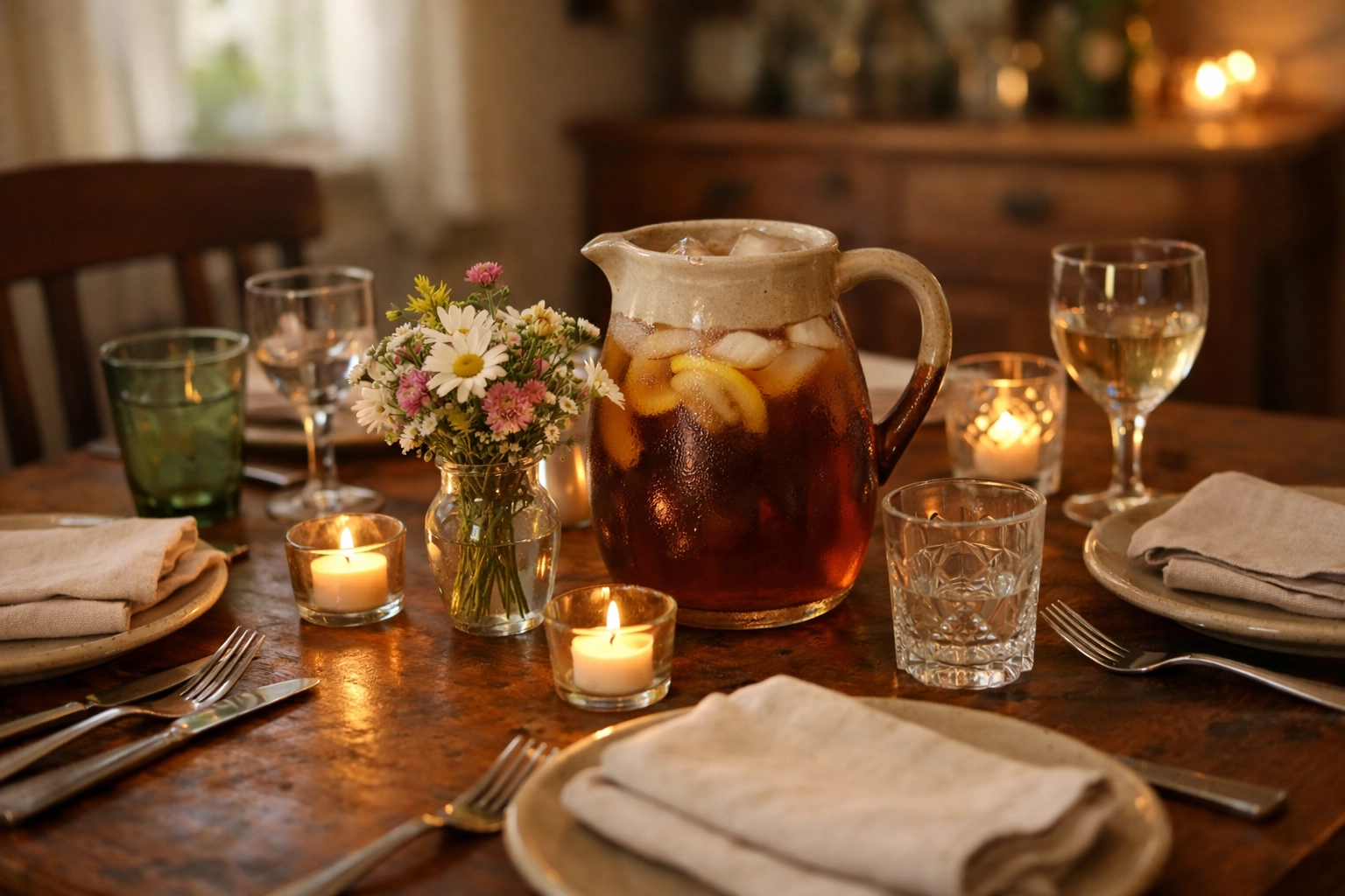 Elegant dining table set for an intimate personal chef service experience in the Pacific Northwest.