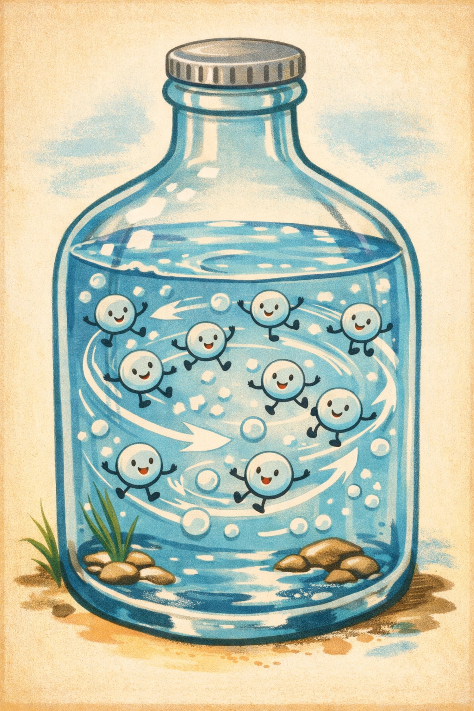 Water molecules moving inside bottle before nucleation triggers instant freezing