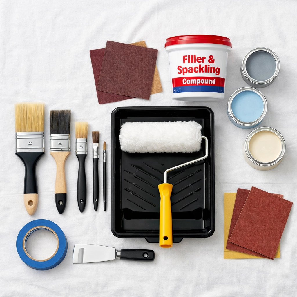 Professional painting supplies and tools used by Cheltenham decorators