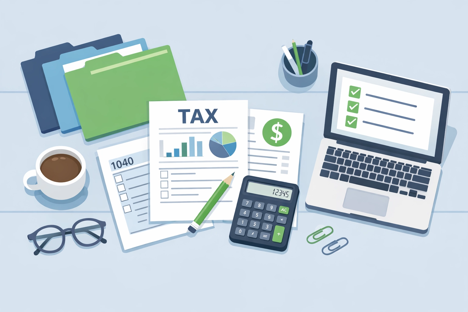 Organized tax documents and checklist for 2026 tax preparation in New Haven