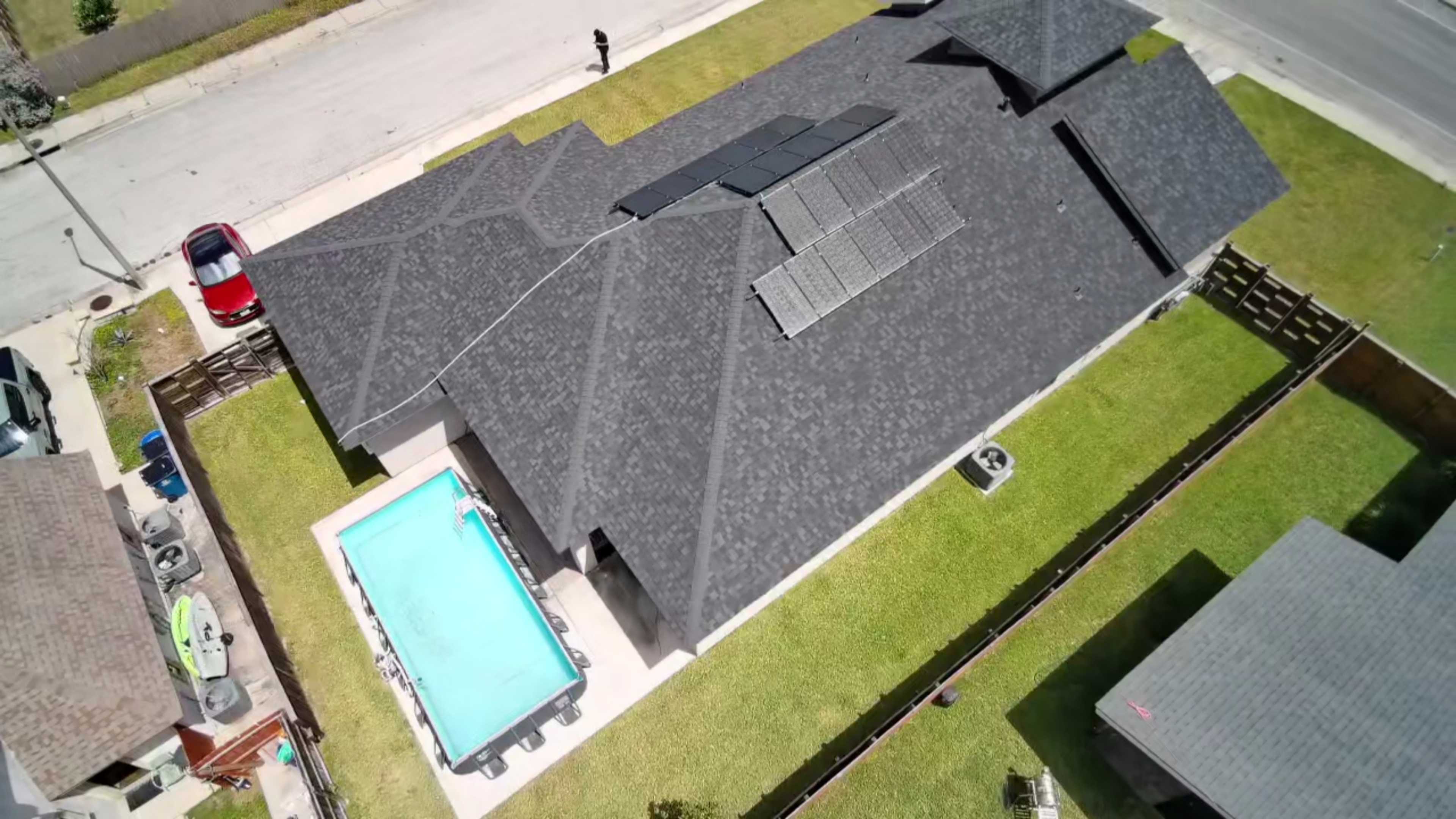 Drone View of Modern Residential Roof