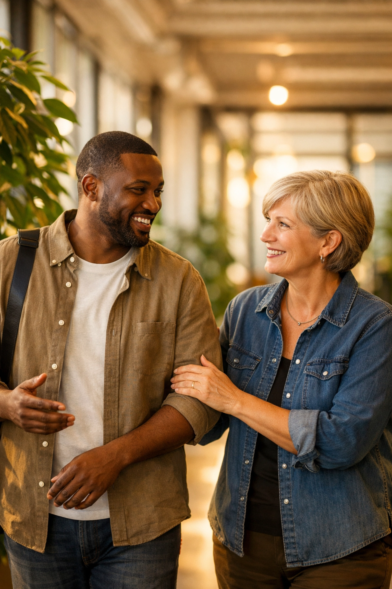 Diverse coworkers show mutual support and solidarity to rebuild trust in a changing workplace.