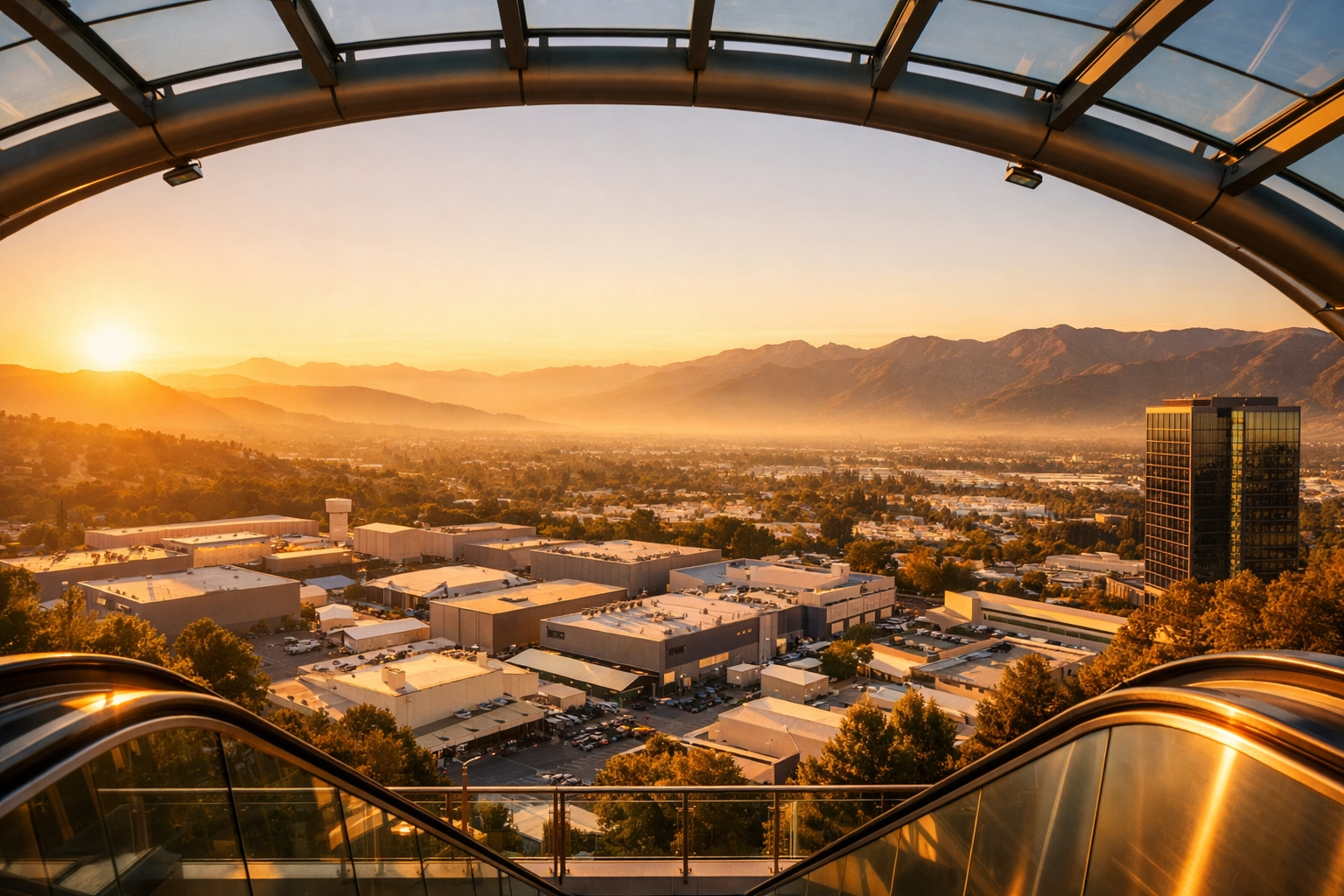 Golden hour view of San Fernando Valley from the Starway, one of the best photography locations for landscapes.