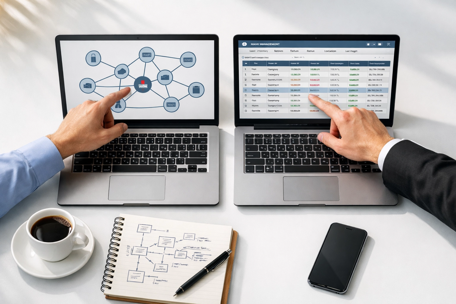 ITOM and ITAM integration workspace showing network topology and asset management collaboration