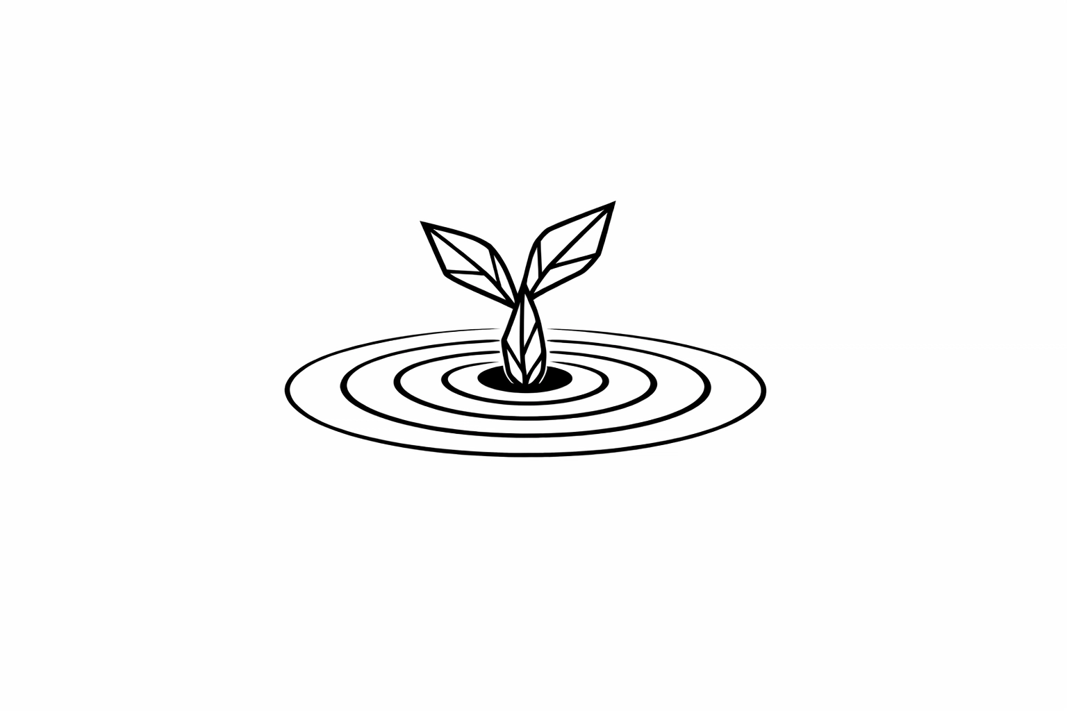 Geometric sprout line art symbolizing business growth and planting seeds for future customer value.