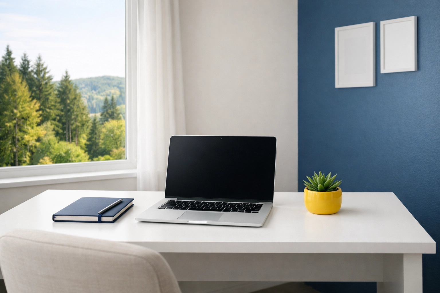 Minimalist and clean home office in Ashburnham MA, perfect for productivity after professional cleaning.