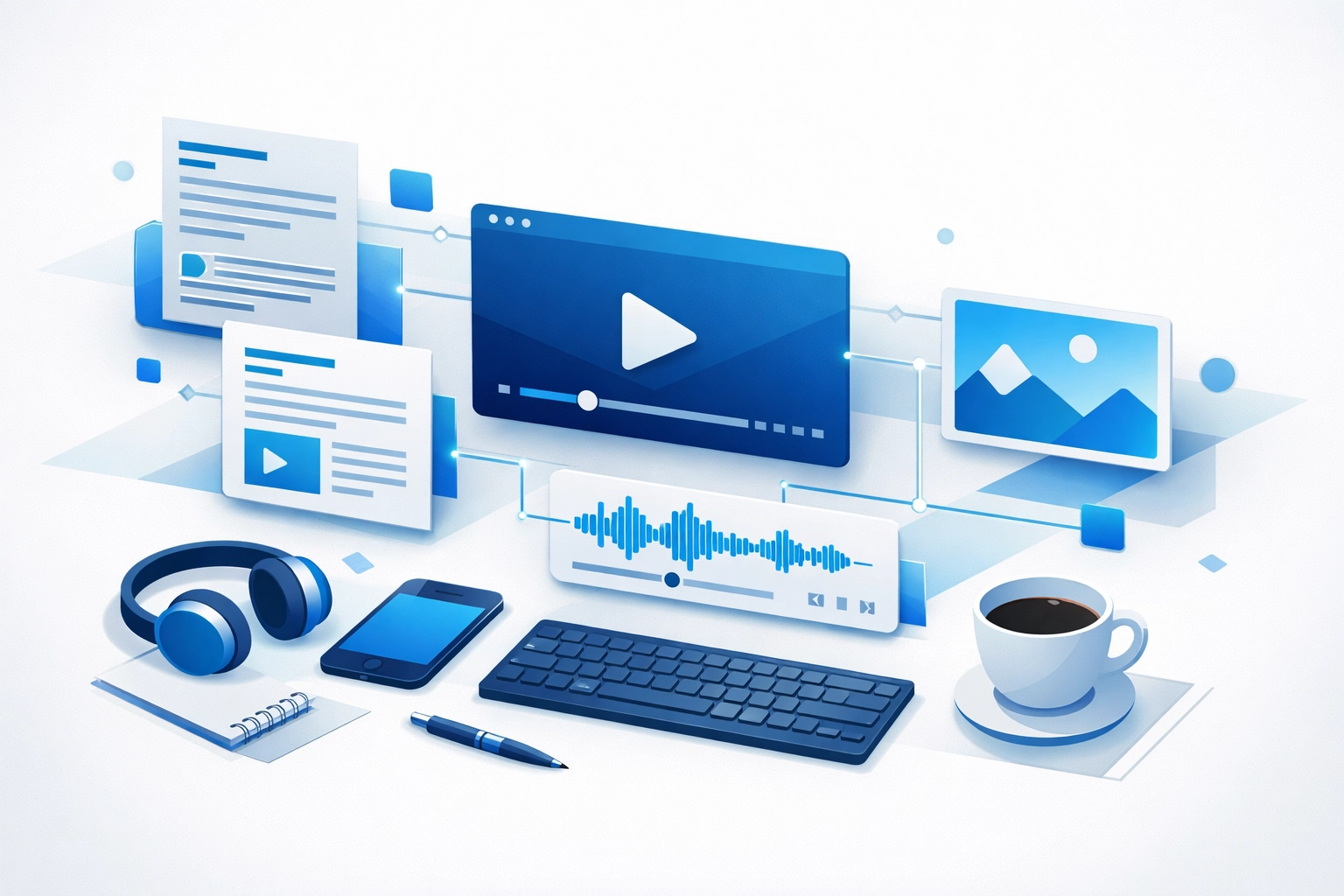 Content creation workspace with multiple content formats for different platforms