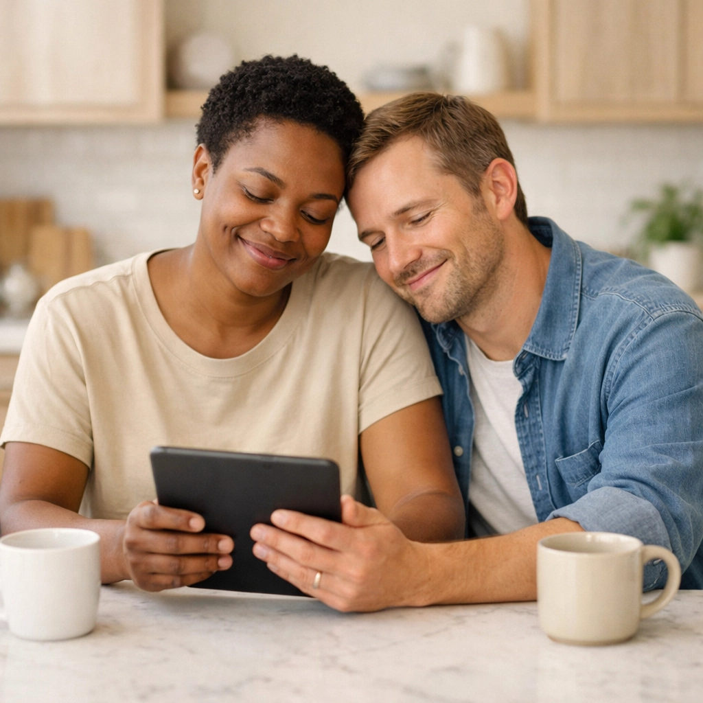 Happy couple relieved after getting a 2500 dollar loan for bad credit online.