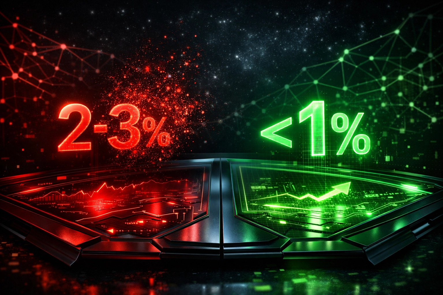 Fee comparison showing traditional payment processor 2-3% costs vs Larecoin sub-1% transaction fees