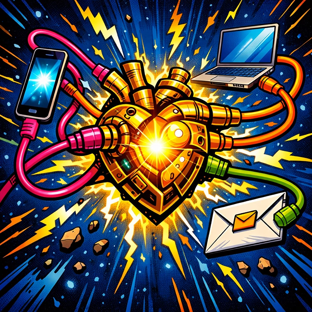 A central AI hub connecting business apps like email and CRM to automate daily workflows.