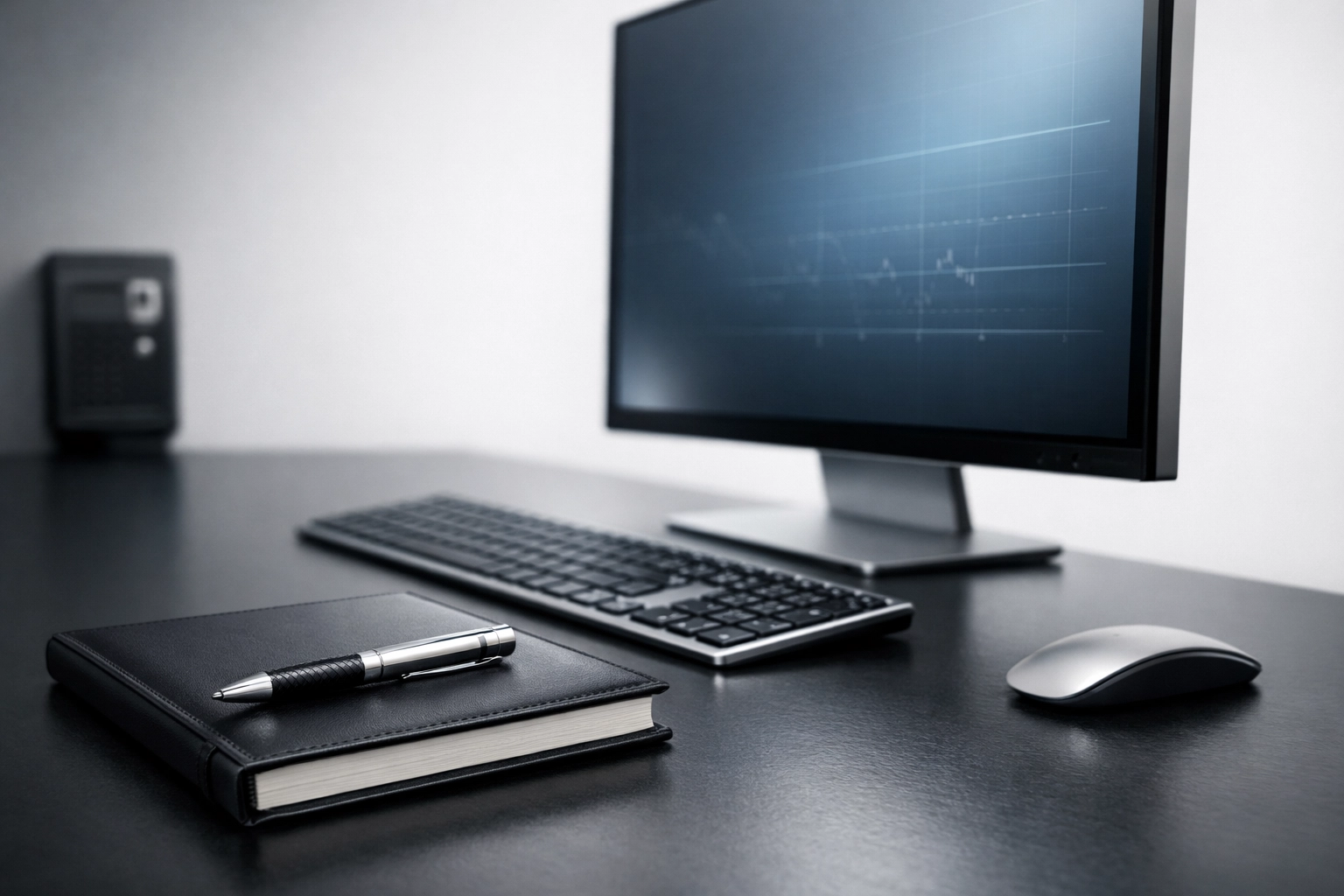 Organized professional workstation emphasizing data security and compliance for tax preparation services.