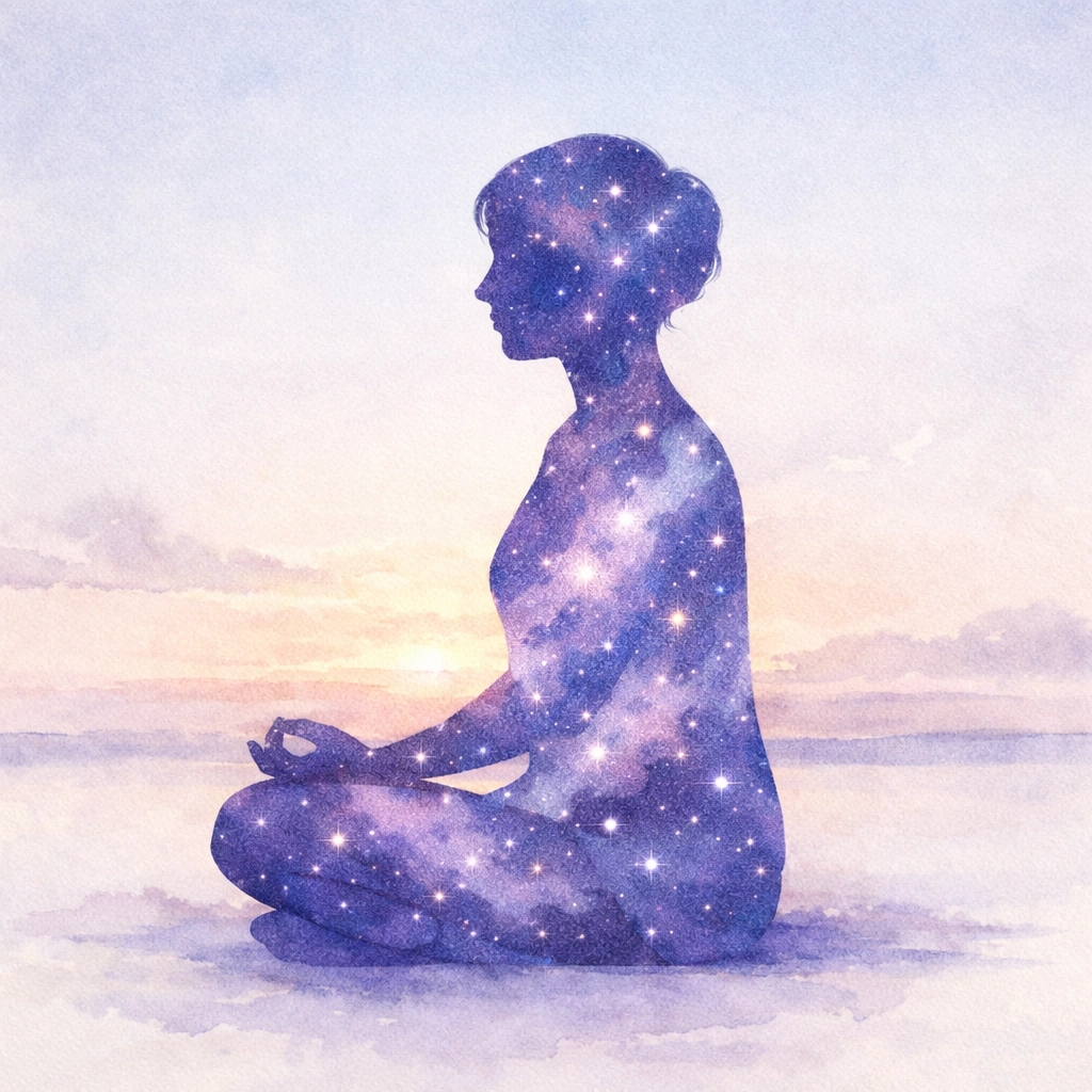 Person meditating in stillness reconnecting with inner creative voice and intuition