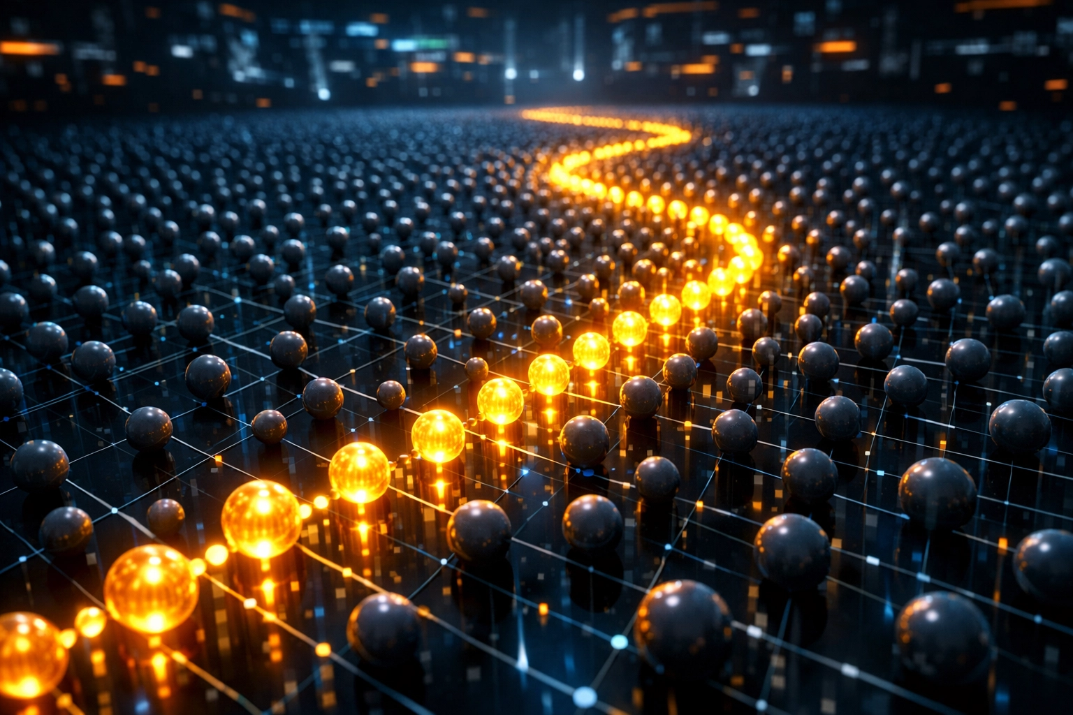 AI workflow automation identifying high-intent sales leads within a complex digital data lattice.