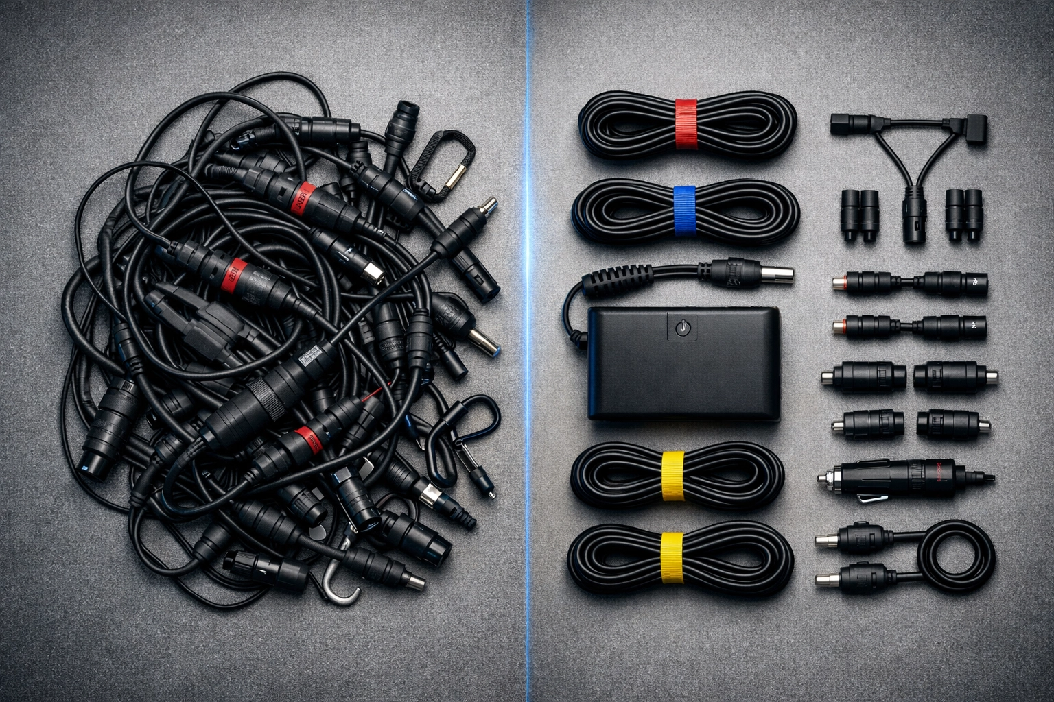 Organisiertes Kabelmanagement für beheizte Tauchsysteme mit farbigen Kabelbindern