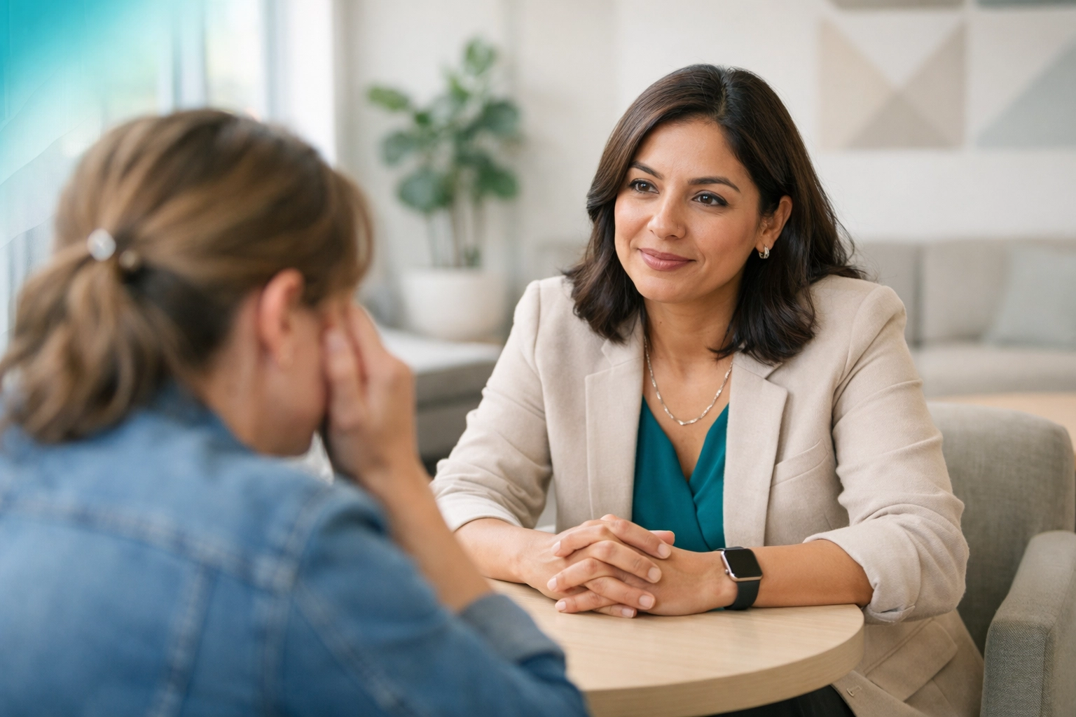 Compassionate clinician building trust with families, a key part of video marketing for rehabs.