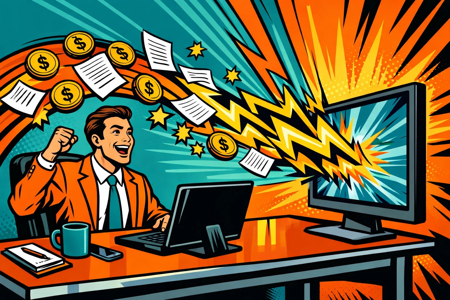 Business owner using workflow automation to sync invoices and digital payments to accounting software.