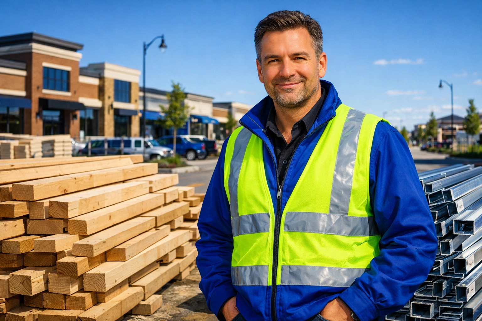 Junk GTA owner sorting wood and metal for commercial waste removal at a North York construction site.