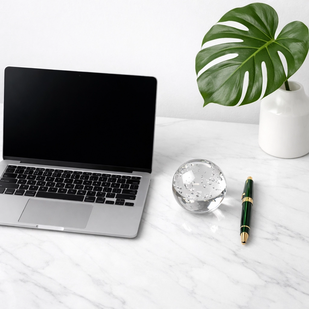 Modern laptop in an organized workspace illustrating professional small business SEO and web presence.