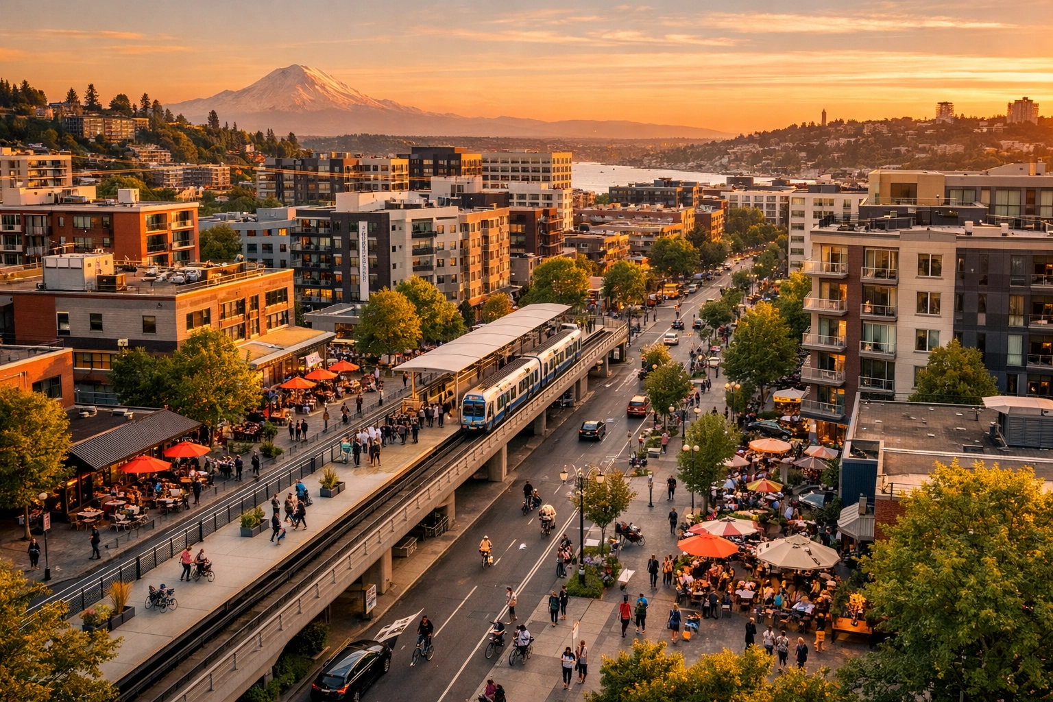 Seattle neighborhood with transit access near corporate housing and local amenities