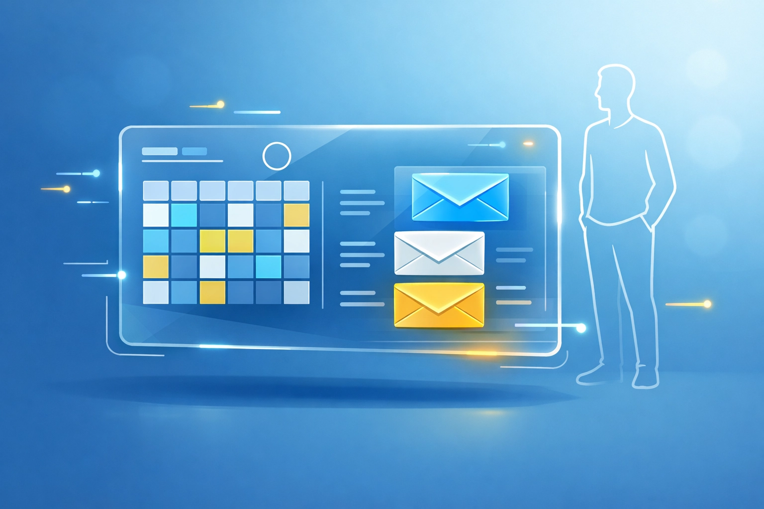 Digital dashboard showing automated email and calendar management for small business productivity.
