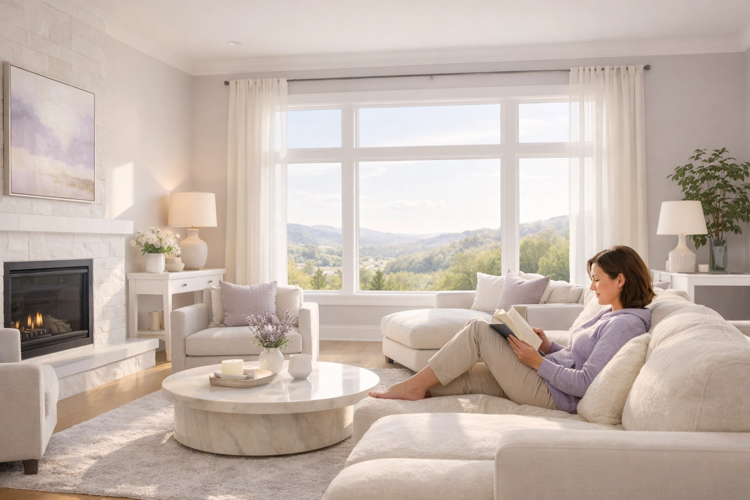 A homeowner relaxing in a tidy home after a deep cleaning service in Cedar Falls and Waterloo Iowa.