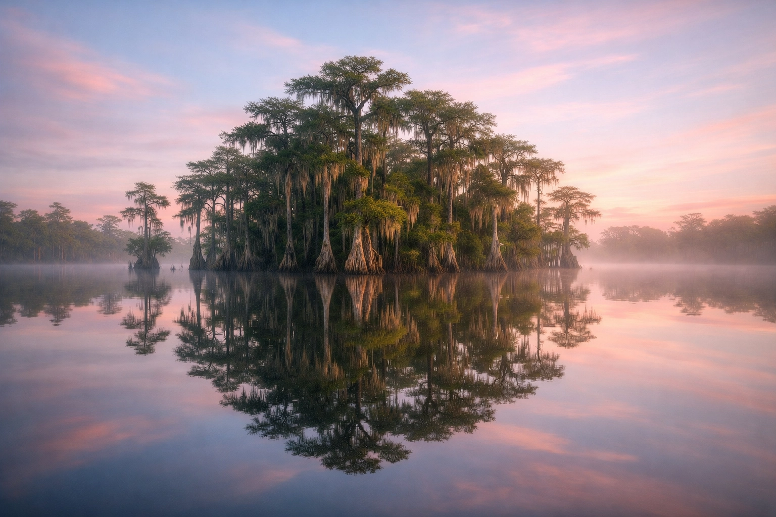Fine art photography of the Everglades at dawn showcasing dreamy photography editing and soft light.