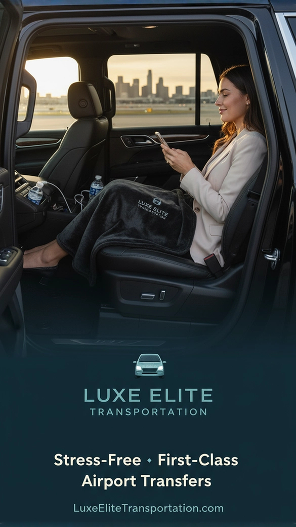 The Psychological Benefits of Discretion in Executive Travel 1 Businesswoman Relaxing in Luxe Elite SUV