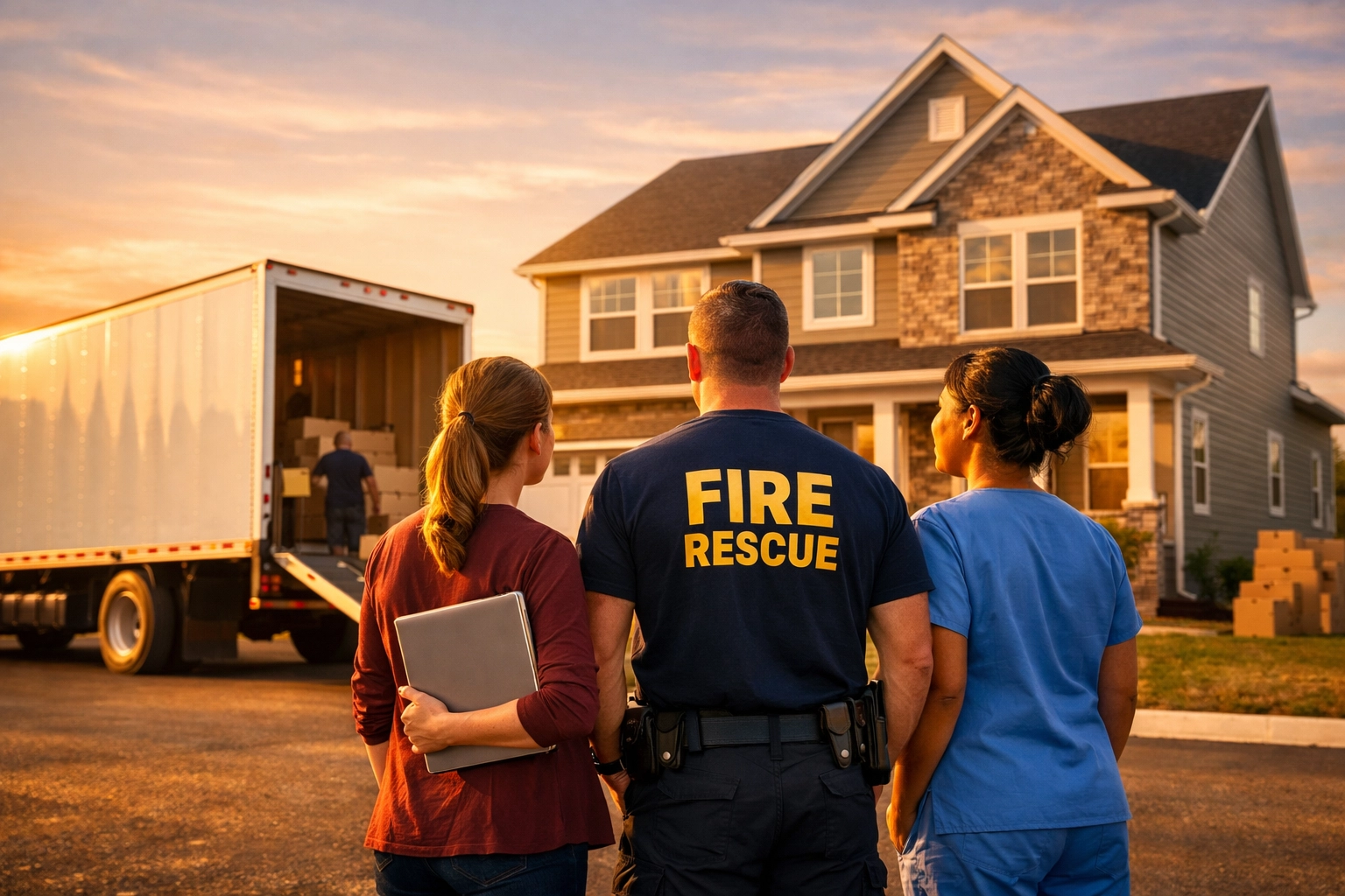 First responders and educators moving into a new home with Rewarding Heroes real estate services.
