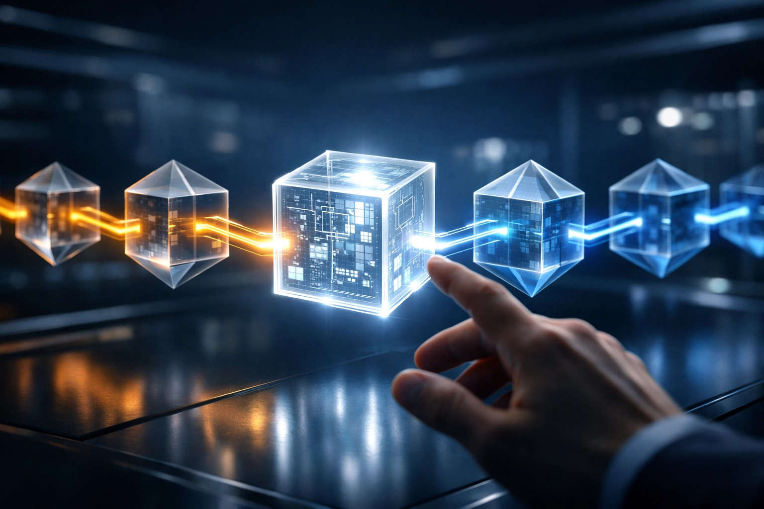 Visual representation of LareBlocks blockchain ledger showing transparent, secure transaction data for enterprise auditing.
