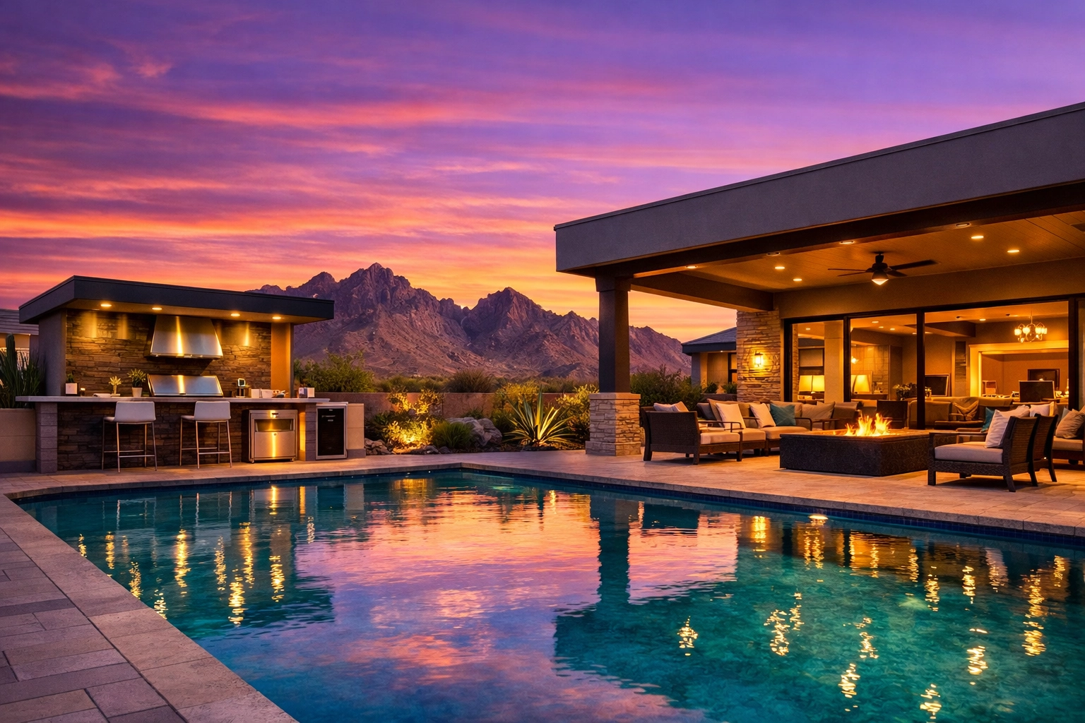 Modern Buckeye AZ home with luxury pool and outdoor kitchen illustrating 2026 real estate value.