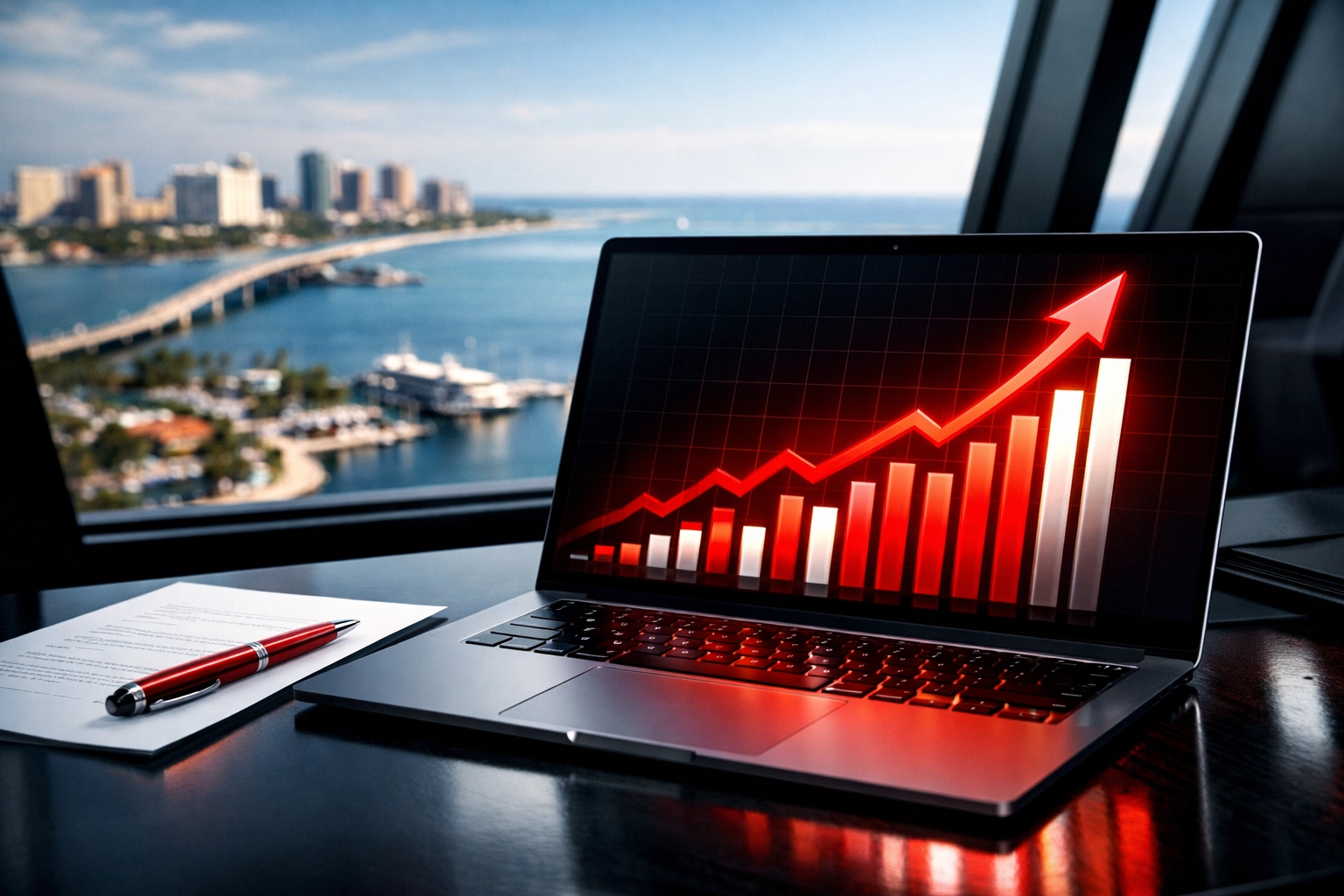 Growth trends on a laptop for an owner ready to sell my digital business with a business broker for e-commerce.