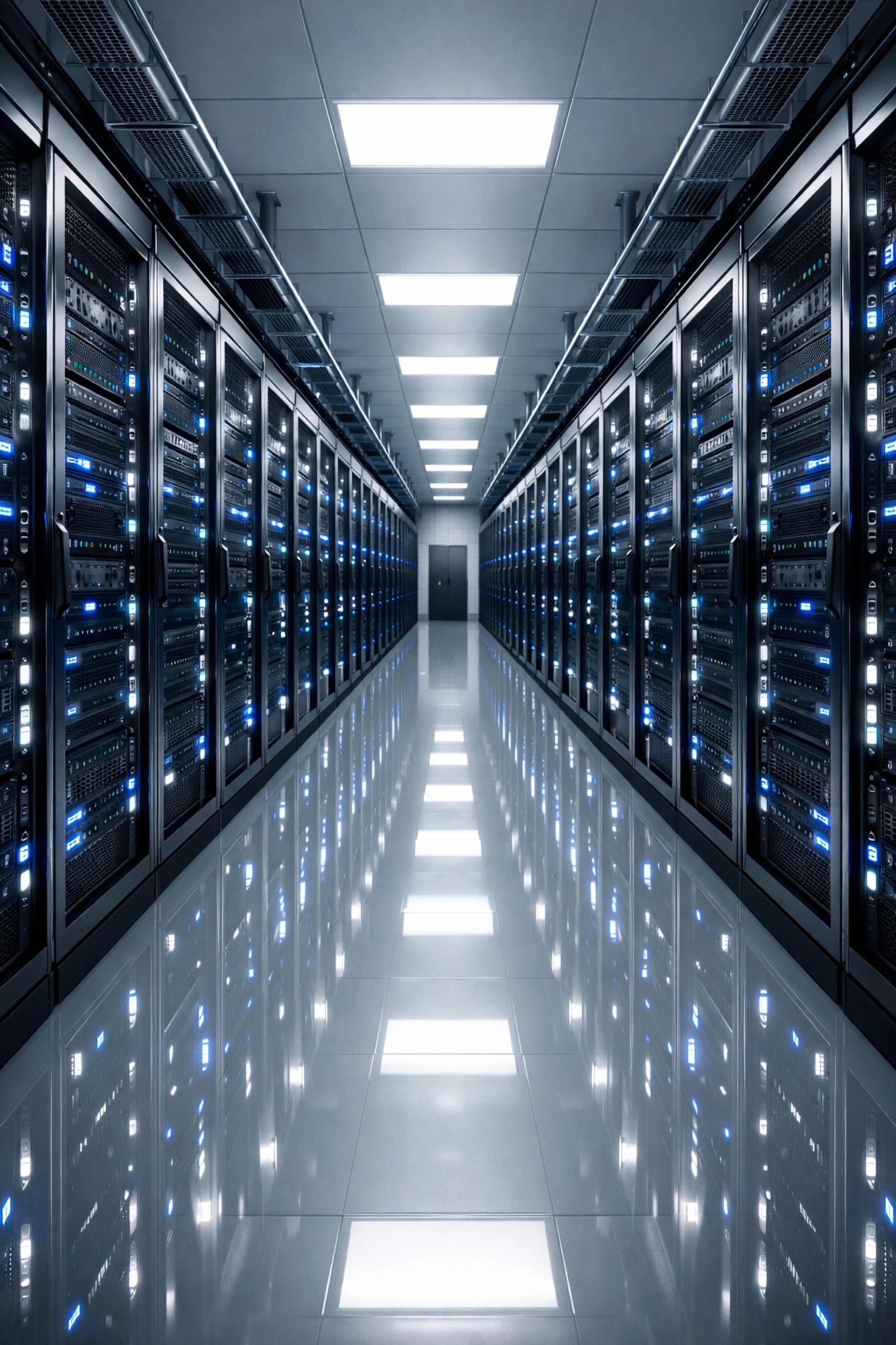 Organized modern data center racks showcasing ServiceNow ITOM operational excellence.