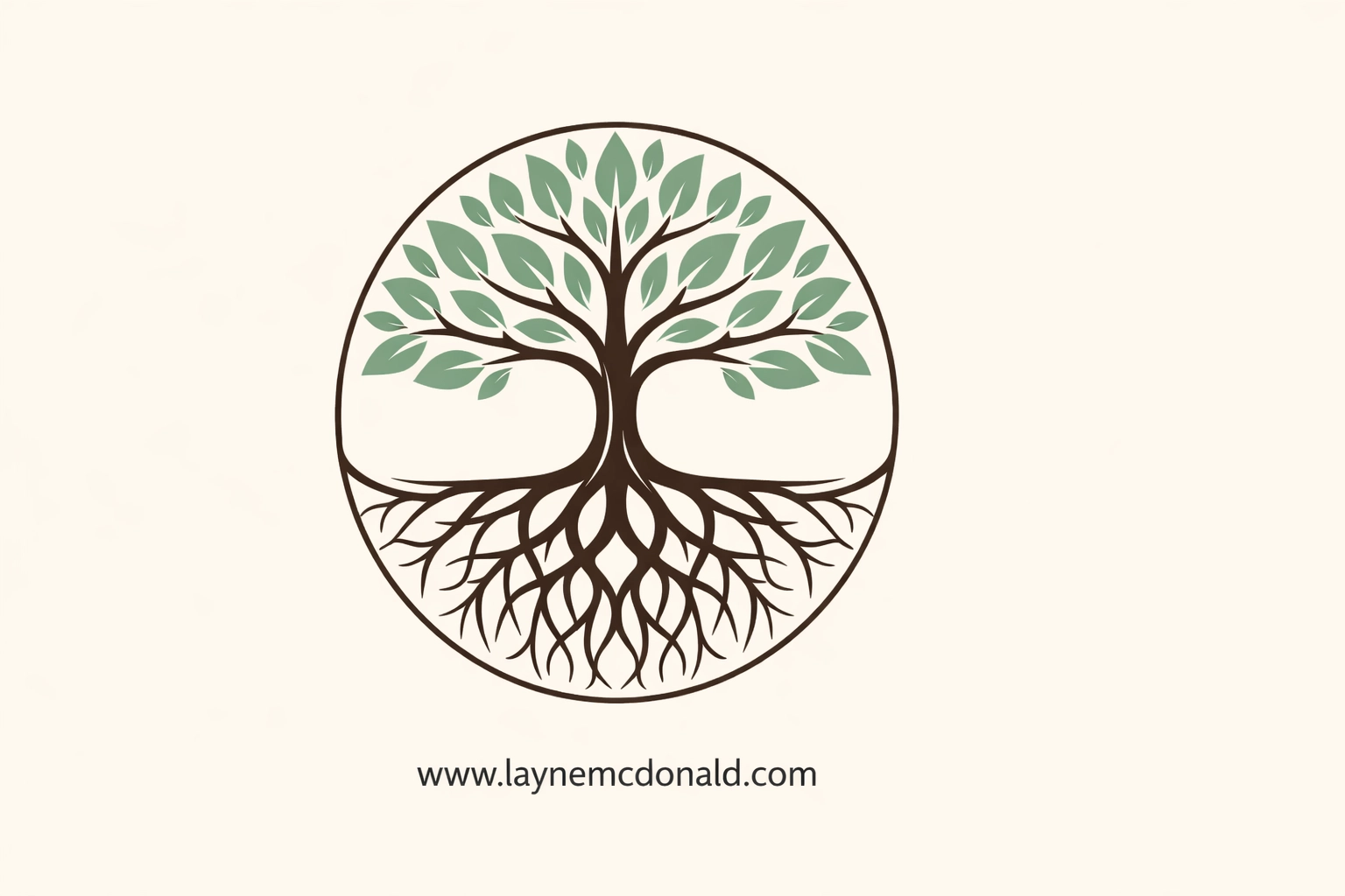 Minimalist tree with roots and branches in a circle symbolizing the integration of faith and daily life.