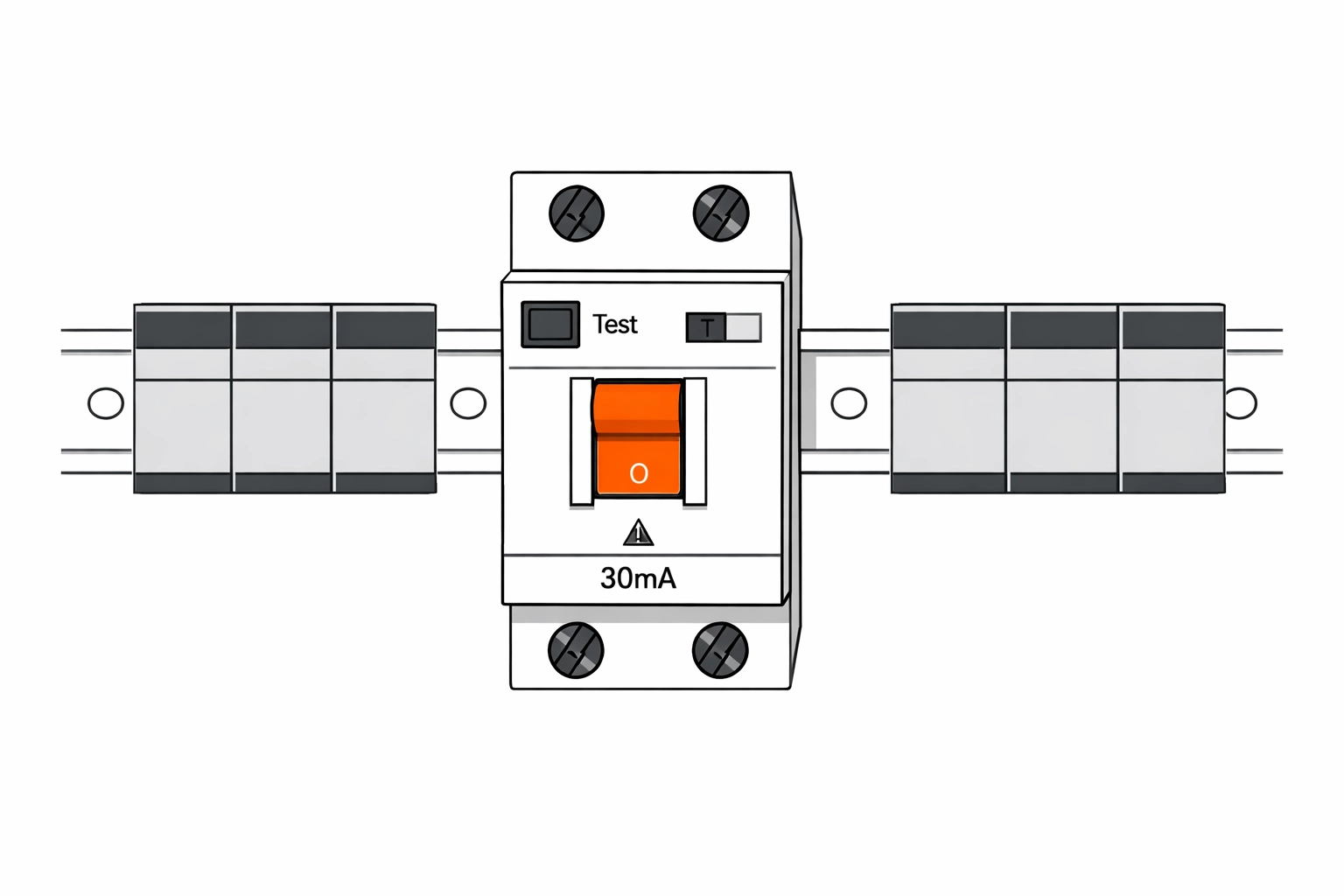 Moderner FI-Schutzschalter im Sicherungskasten für Elektriker Notdienst Wien.