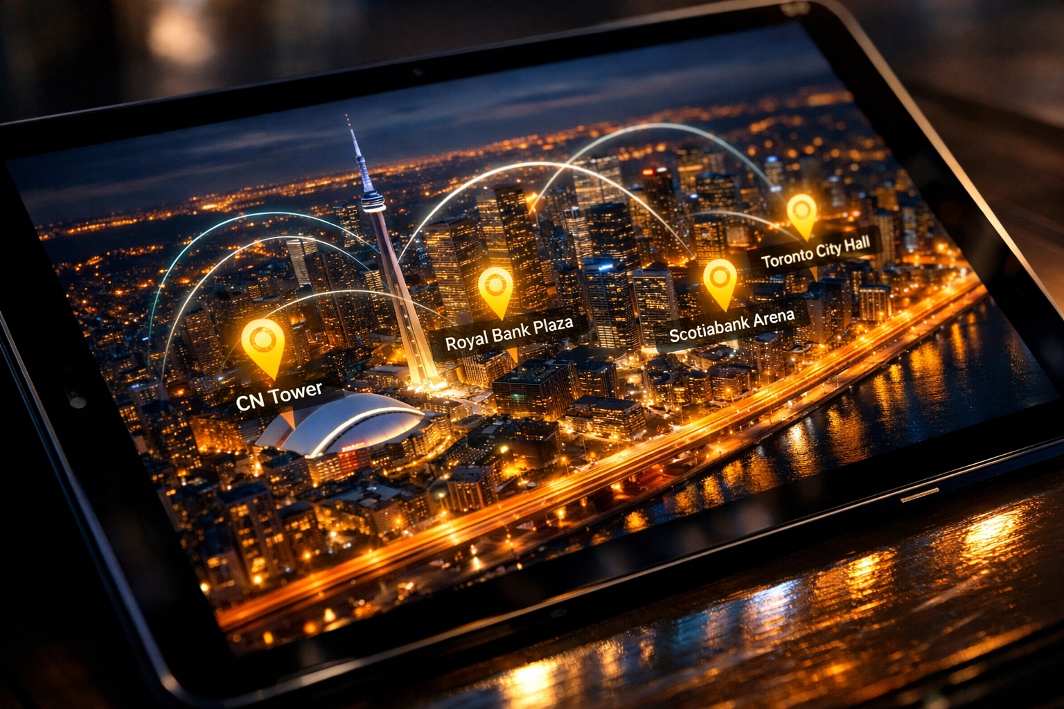 Digital map of Downtown Toronto with location pins highlighting local search visibility and SEO targeting.