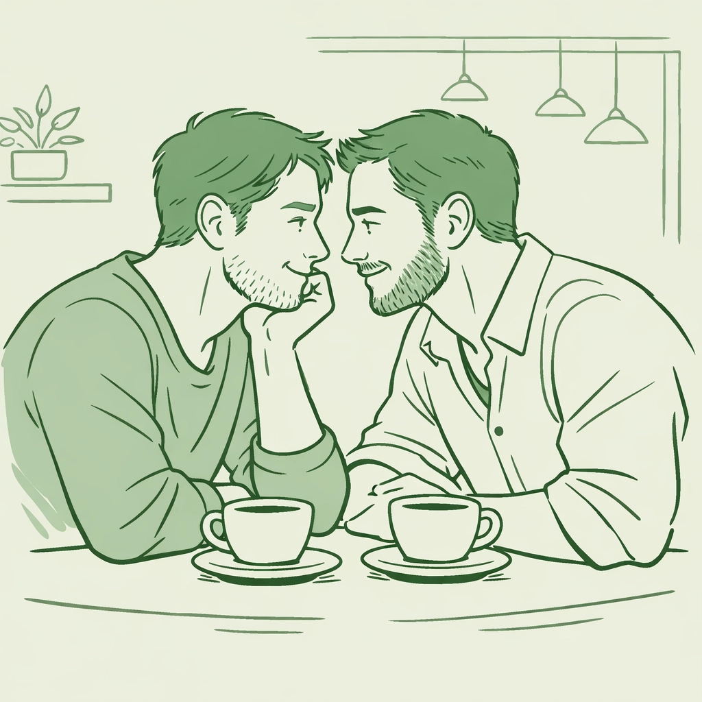 MM couple in conversation about bisexual identity and authentic gay relationships