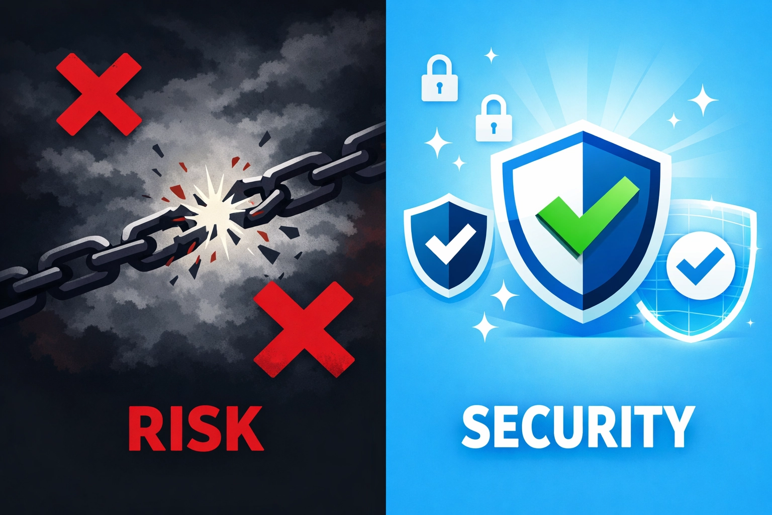Comparison of risky authentication guessing versus secure patented verification protection