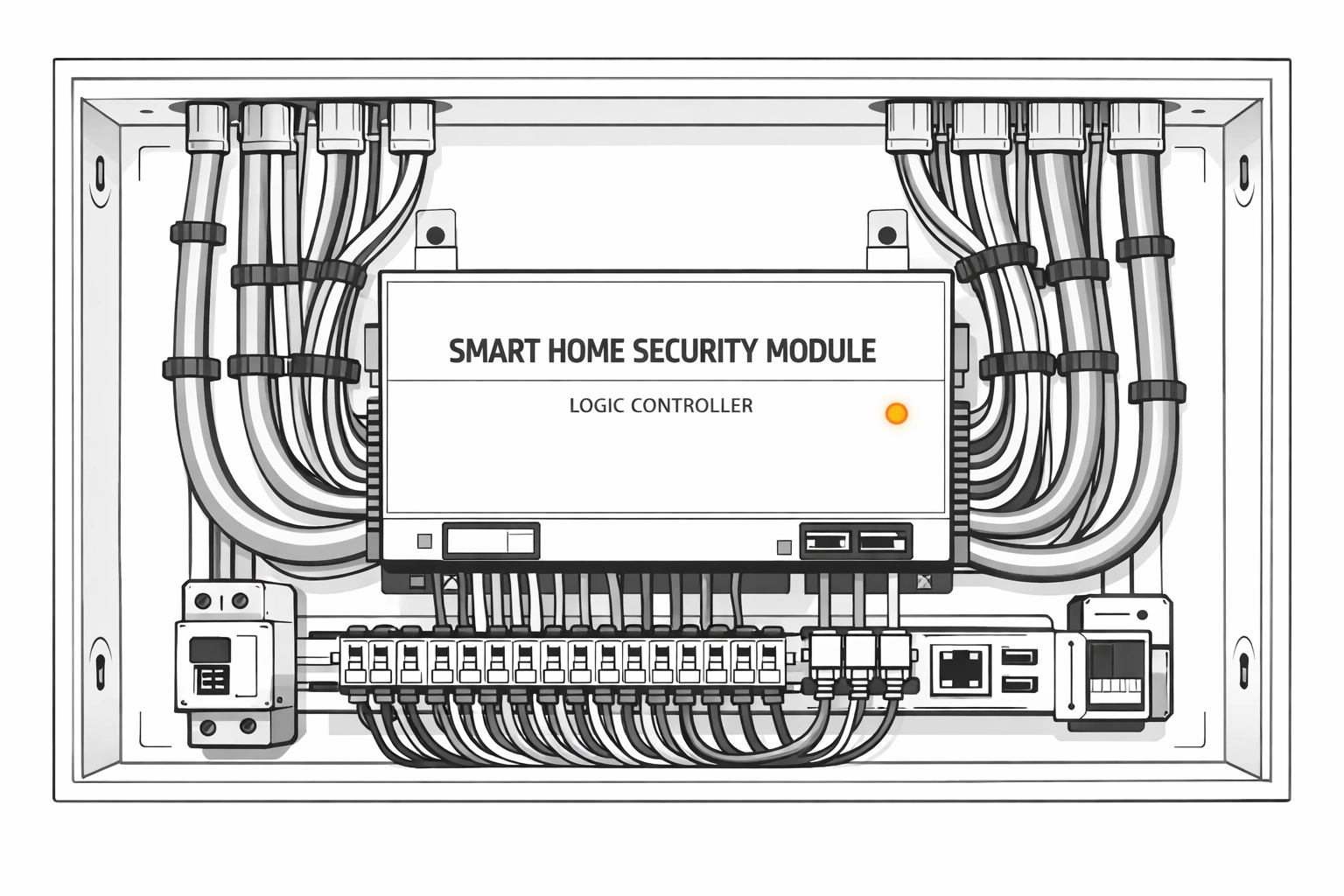 Smart Home Sicherheitsmodul im Verteilerkasten zur Einbruchsprävention in Wien.