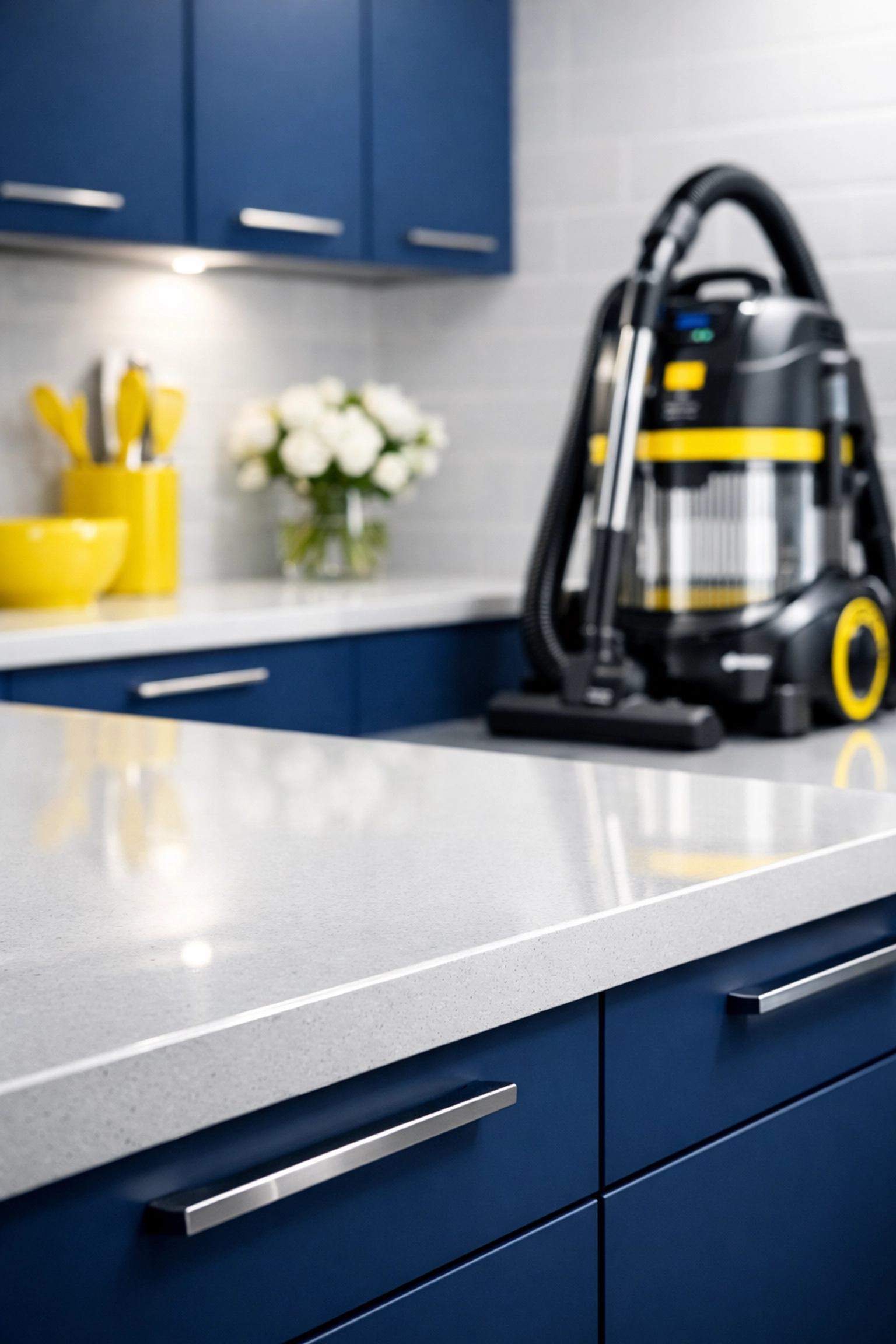 Detail-oriented house cleaning Franklin MA in a modern kitchen with sanitized surfaces and HEPA vacuuming.