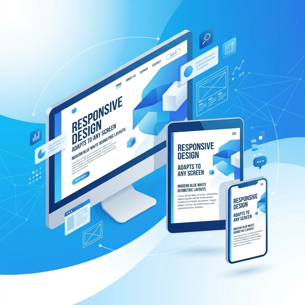 Webpage shown on desktop, tablet, and phone with clear typography, emphasizing font legibility on devices