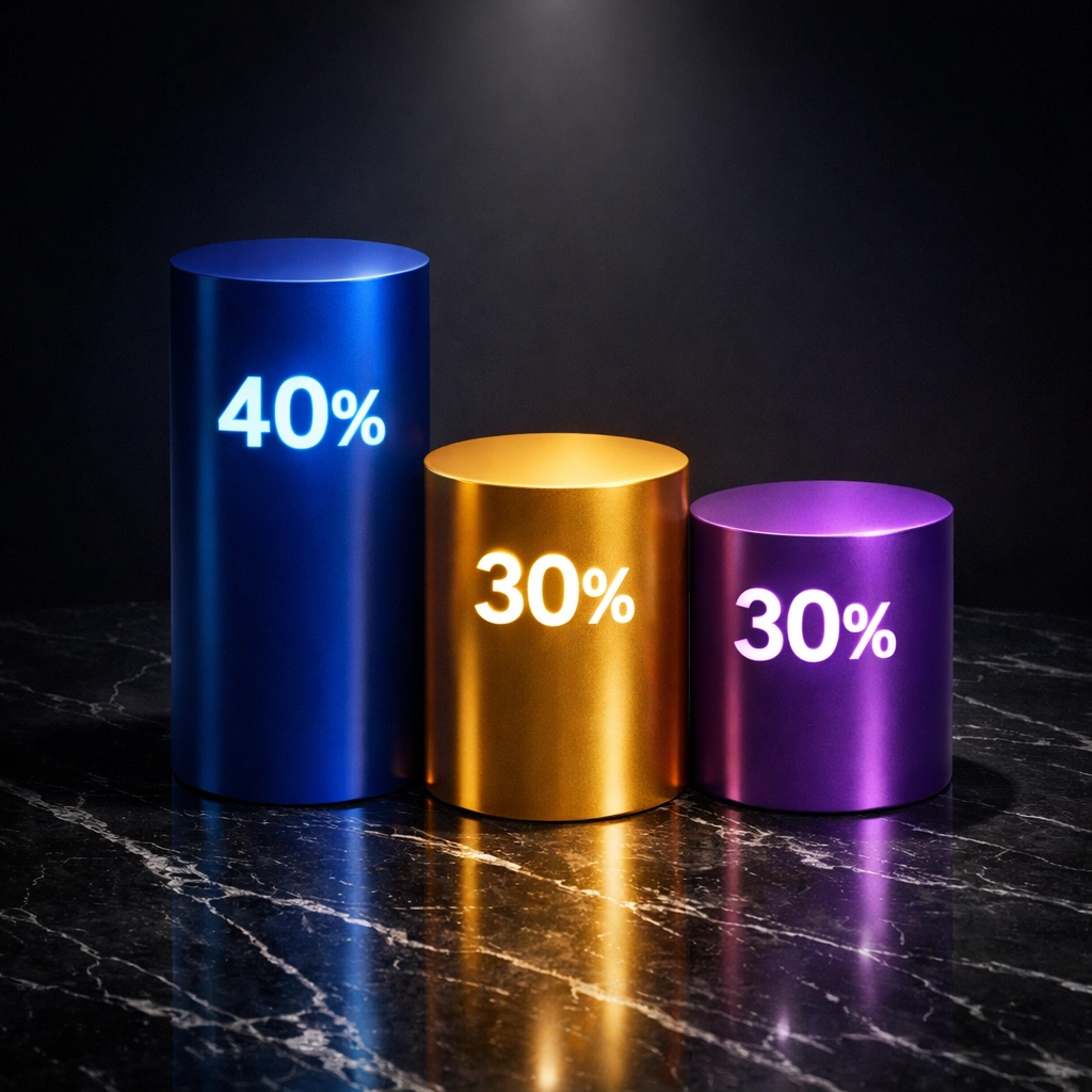 40/30/30 portfolio allocation framework showing equities, fixed income, and alternatives distribution