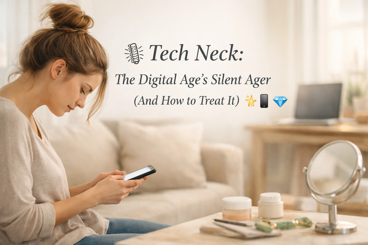 Tech Neck: The Digital Age's Silent Ager (And How to Treat It) ✨📱💎